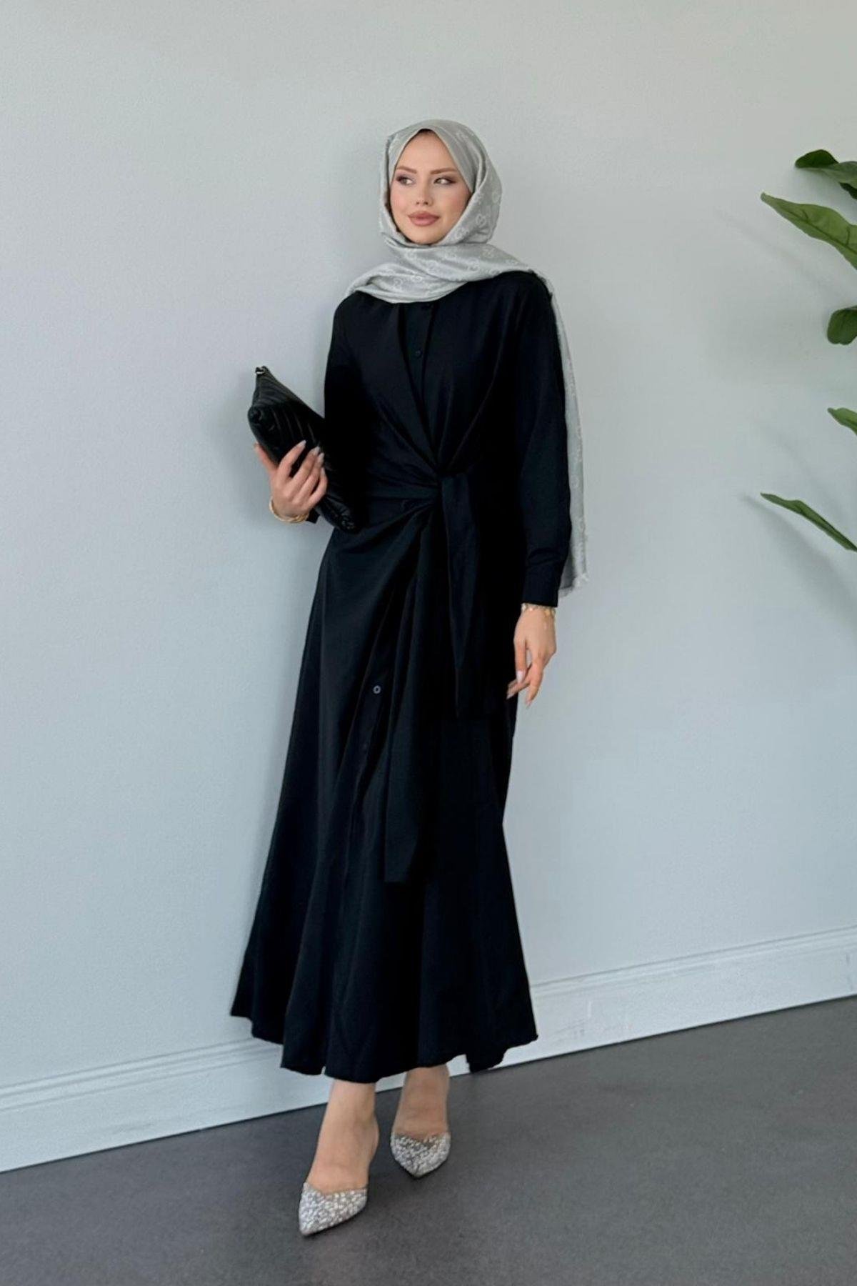 Happy Bağlamalı Elbise SİYAH, Fiyatları Happy Bağlamalı Elbise SİYAH- Haza Moda