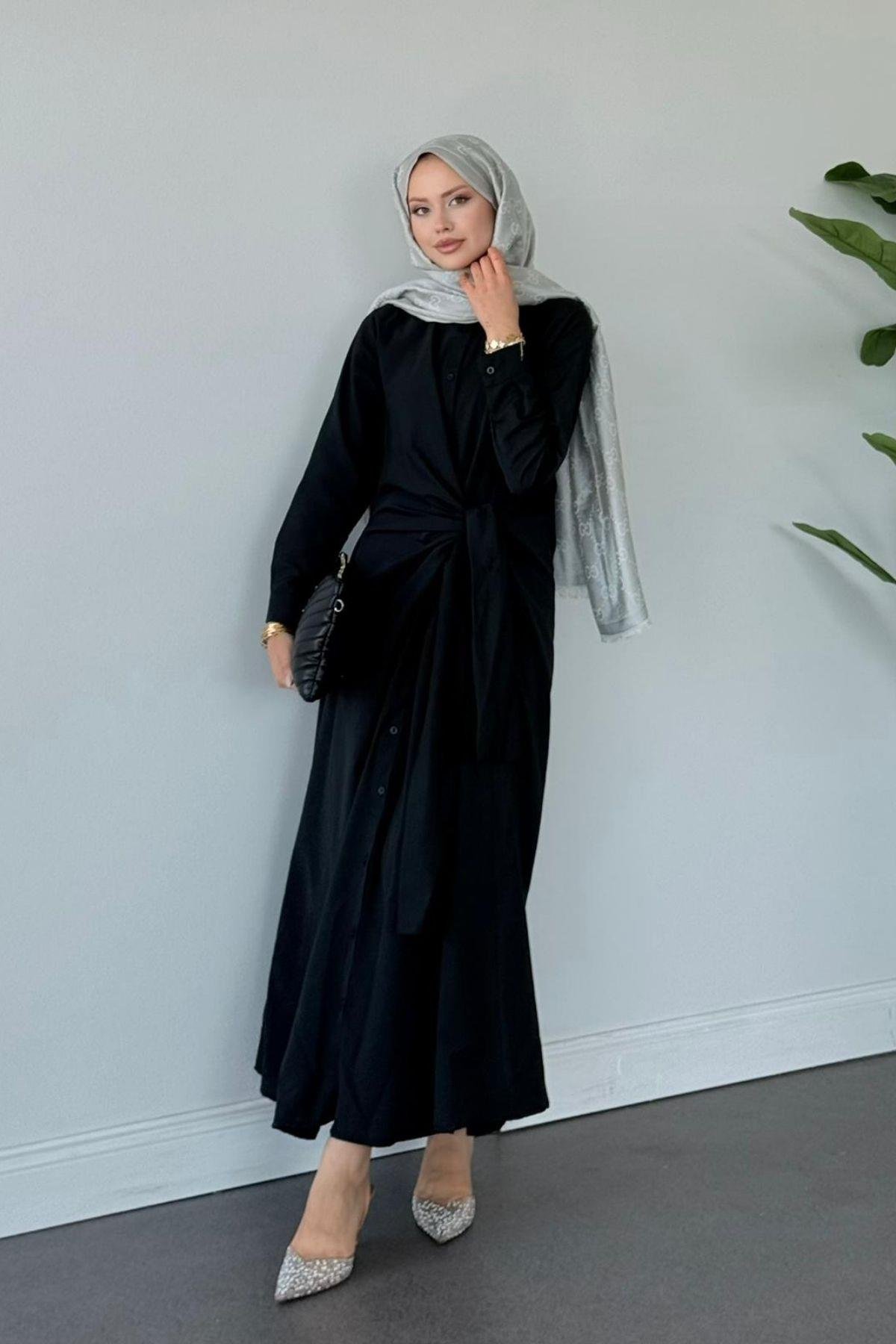 Happy Bağlamalı Elbise SİYAH, Fiyatları Happy Bağlamalı Elbise SİYAH- Haza Moda