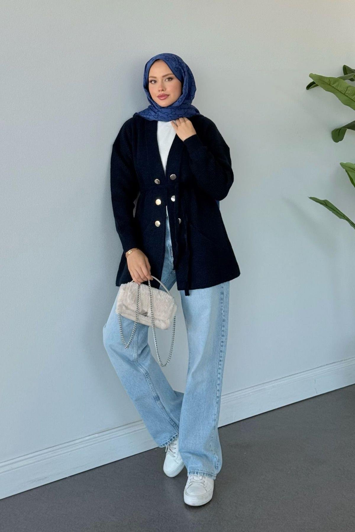 Harem Düğmeli Hırka Lacivert, Fiyatları Harem Düğmeli Hırka Lacivert Haza Moda 