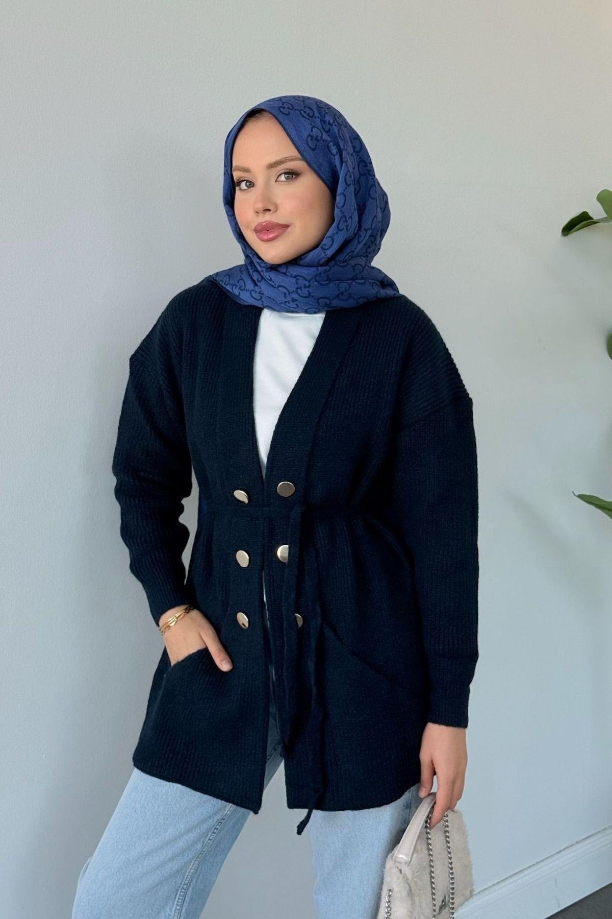 Harem Düğmeli Hırka Lacivert, Fiyatları Harem Düğmeli Hırka Lacivert Haza Moda 