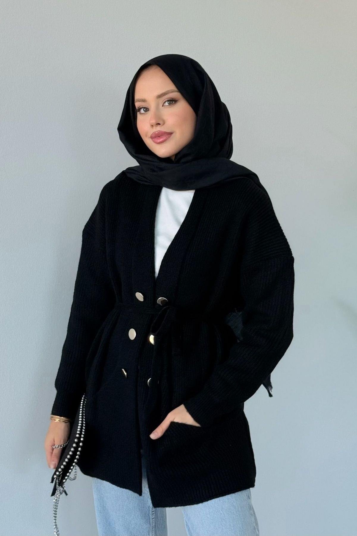 Harem Düğmeli Hırka Siyah , Fiyatları Harem Düğmeli Hırka Siyah Haza Moda 