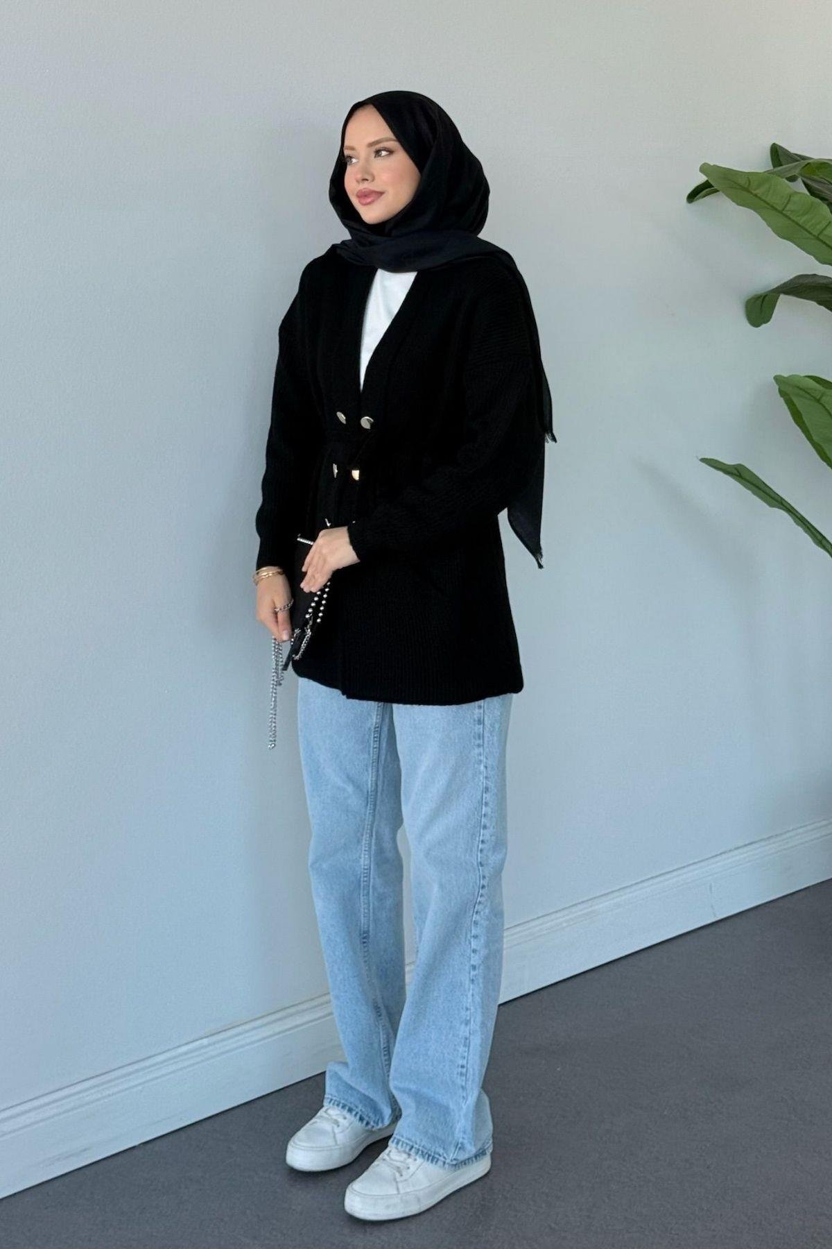 Harem Düğmeli Hırka Siyah , Fiyatları Harem Düğmeli Hırka Siyah Haza Moda 