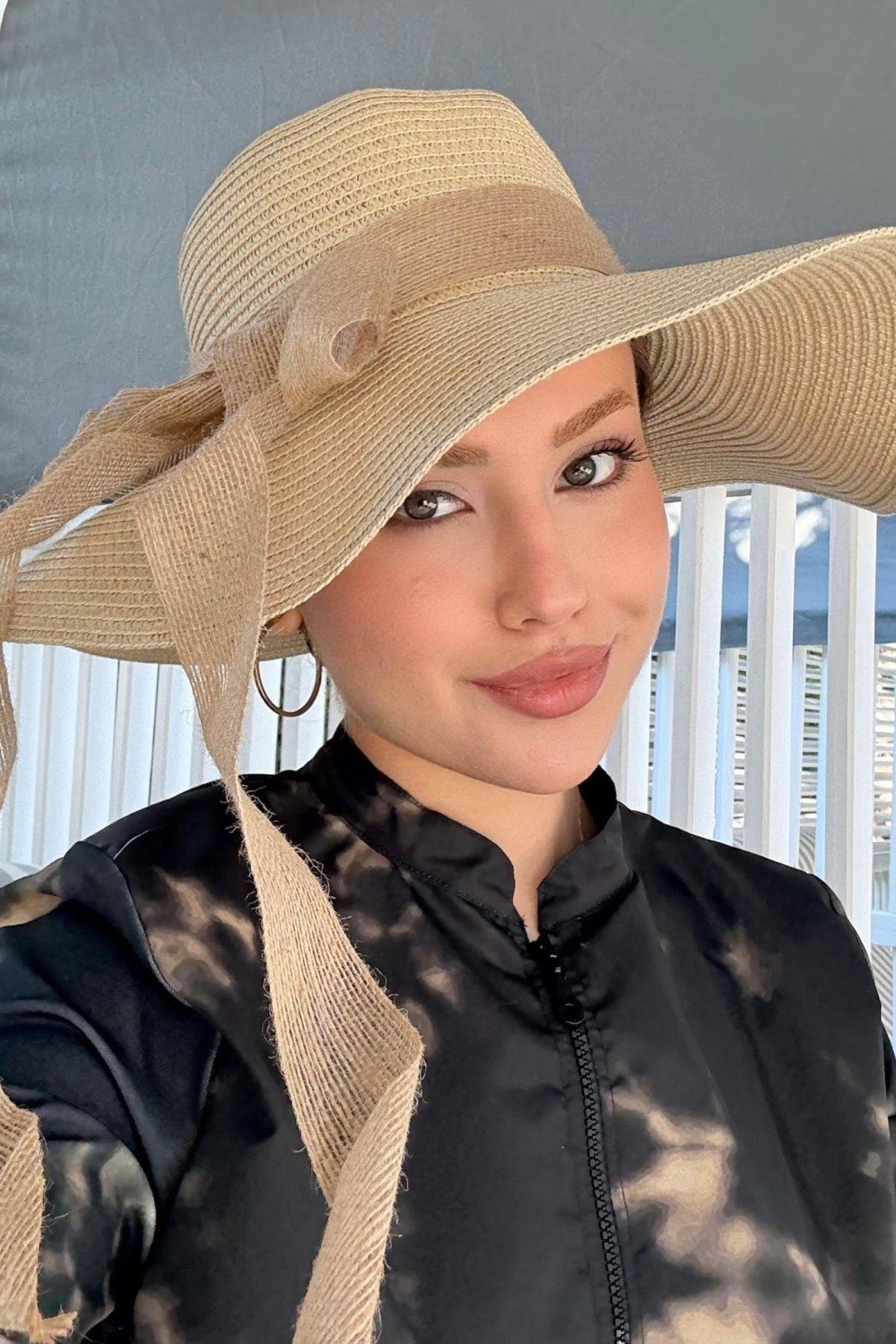 Hasır Şapka Fiyonklu Bej, Fiyatları Hasır Şapka Fiyonklu Bej- Haza Moda 