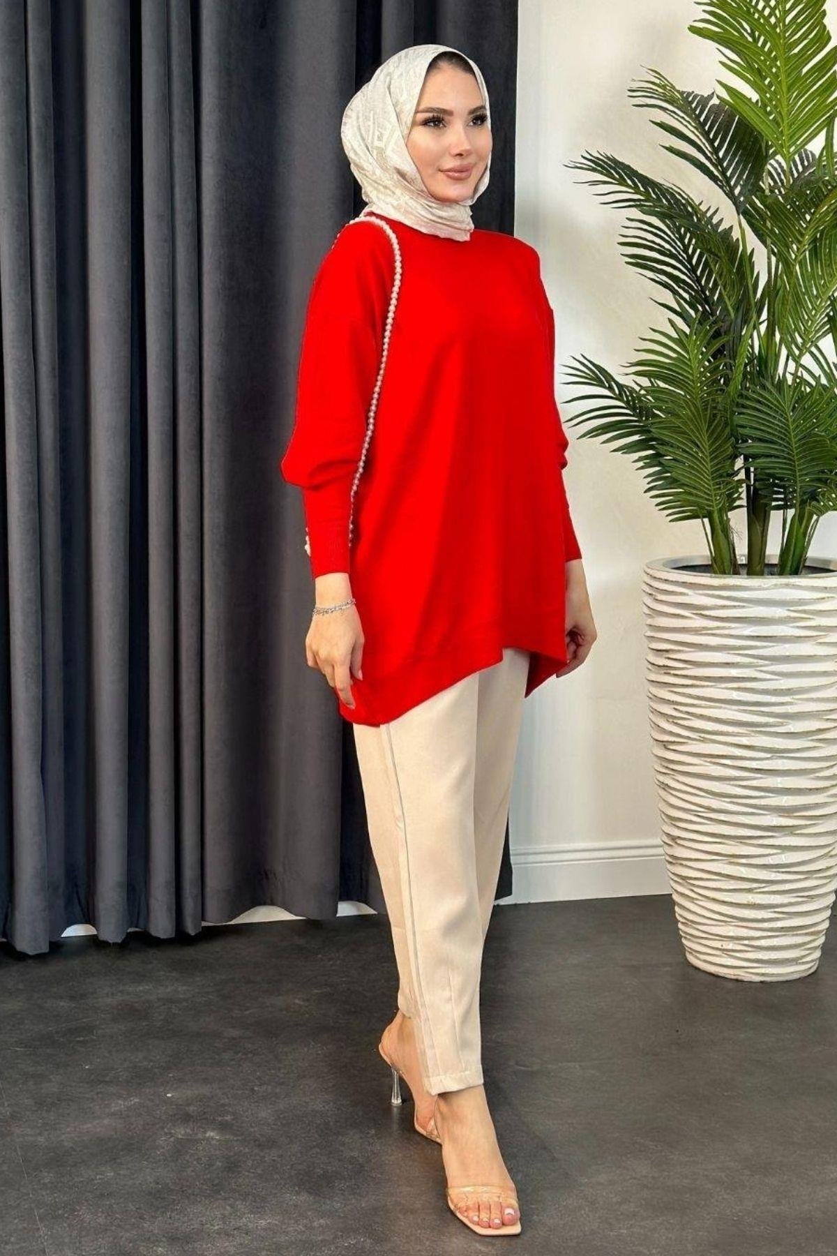 Helena Tunik Kırmızı, Fiyatları Haza Moda | Tesettür Giyim | Helena Tunik Kırmızı