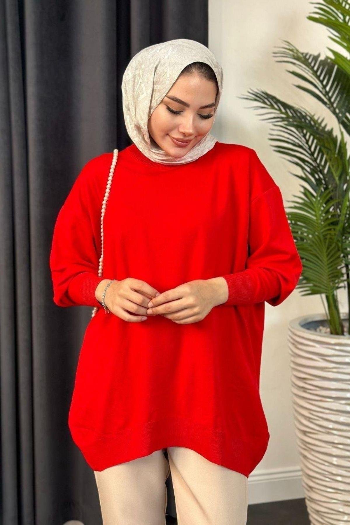 Helena Tunik Kırmızı, Fiyatları Haza Moda | Tesettür Giyim | Helena Tunik Kırmızı