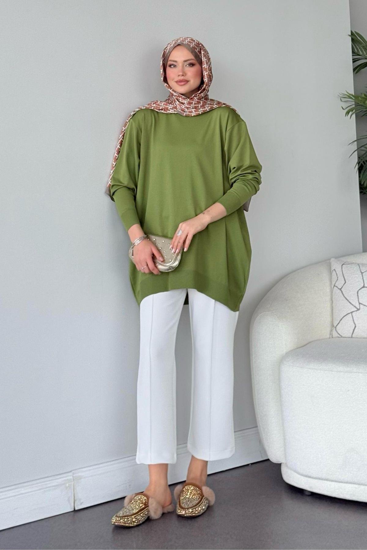 Helena Tunik Yağyeşili, Fiyatları Helena Tunik Yağyeşili - Haza Moda 