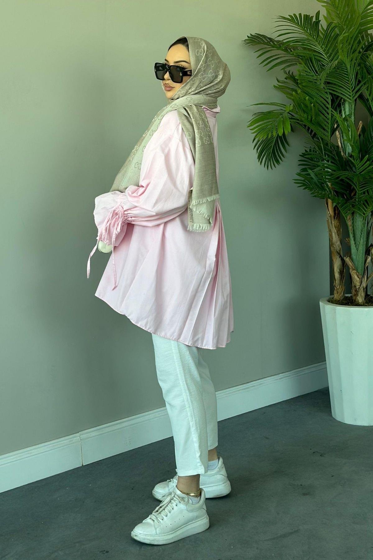 Helin Gömlek Pembe, Fiyatları Haza Moda | Tesettür Giyim | Helin Gömlek Pembe