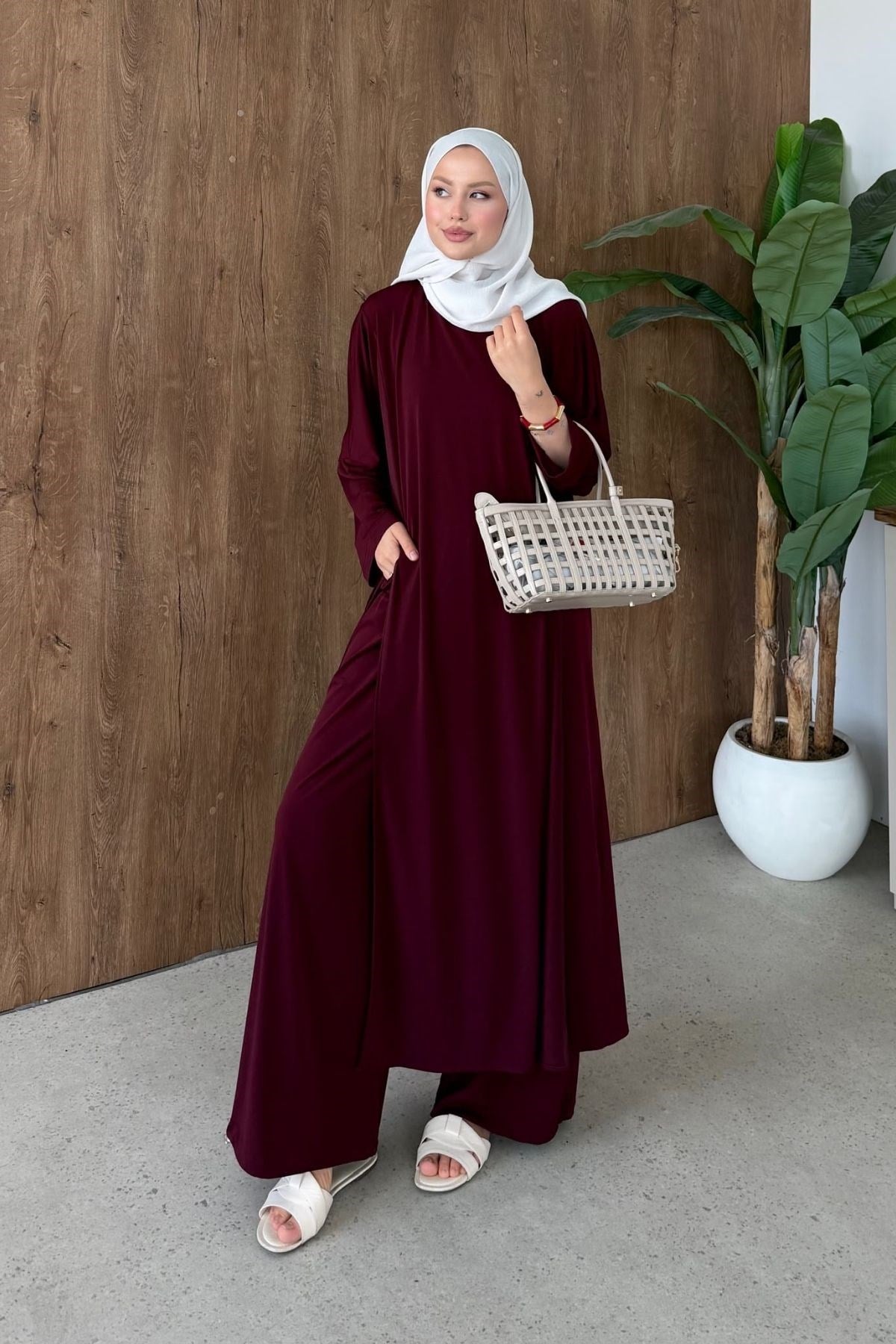 Hijap Sandy Takım Bordo, Fiyatları 