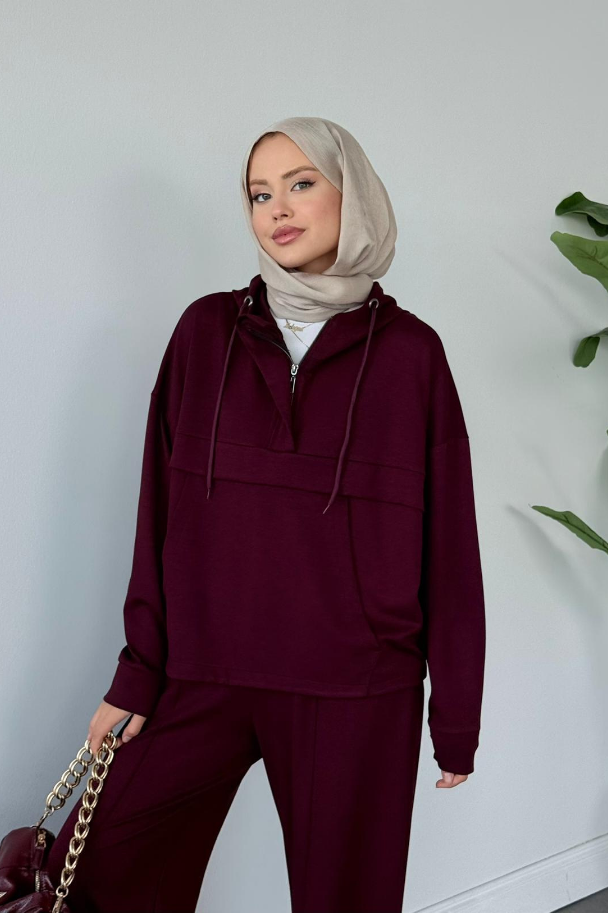 Hilla Oys Takım Bordo, Fiyatları Hilla Oys Takım Bordo Haza Moda 