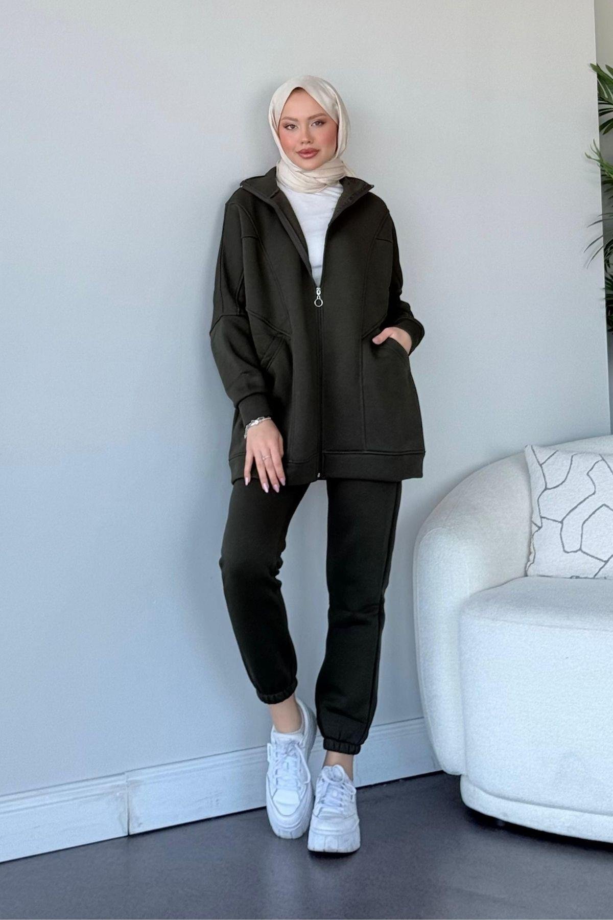 Hisar Takım Koyu Haki, Fiyatları Haza Moda | Tesettür Giyim | Hisar Takım Koyu Haki