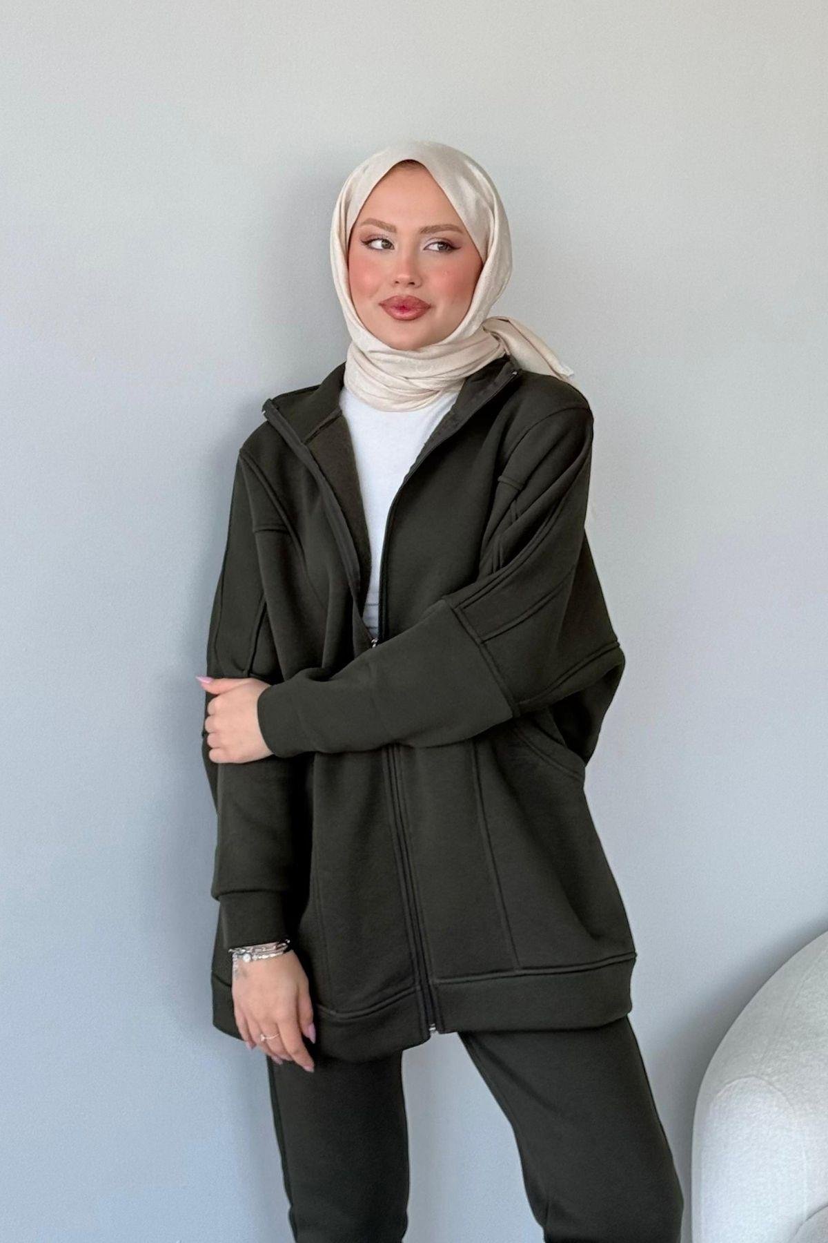 Hisar Takım Koyu Haki, Fiyatları Haza Moda | Tesettür Giyim | Hisar Takım Koyu Haki