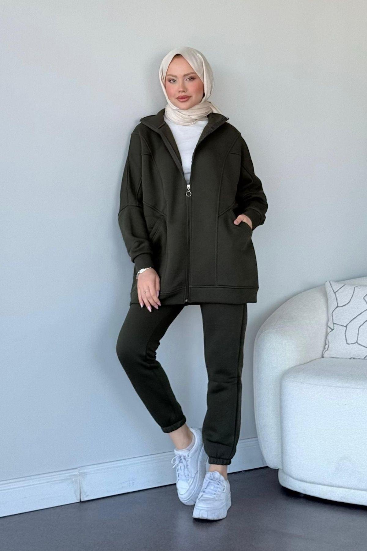 Hisar Takım Koyu Haki, Fiyatları Haza Moda | Tesettür Giyim | Hisar Takım Koyu Haki