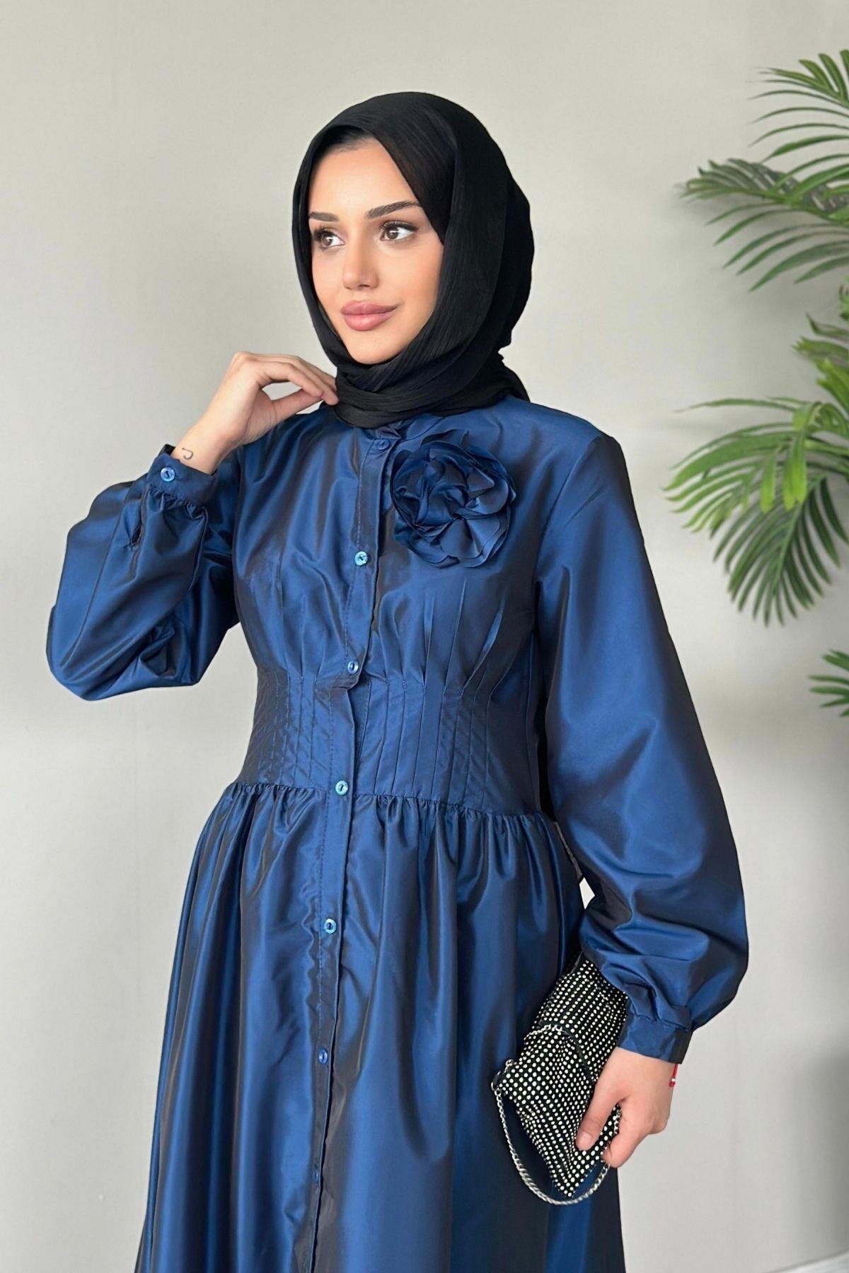 Hivda Gül Elbise Lacivert, Fiyatları 