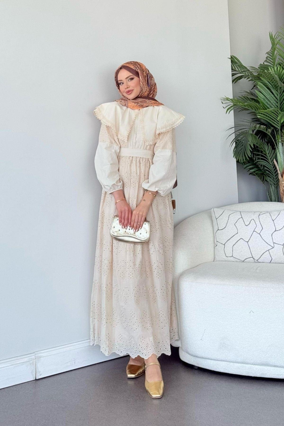 Holla Güpür Elbise Ekru, Fiyatları Holla Güpür Elbise Ekru