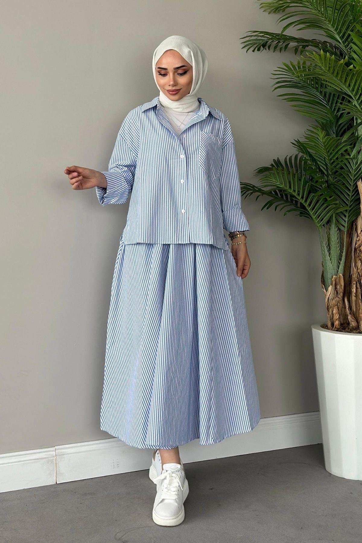 Hops Çizgili Etekli Takım Mavi, Fiyatları 