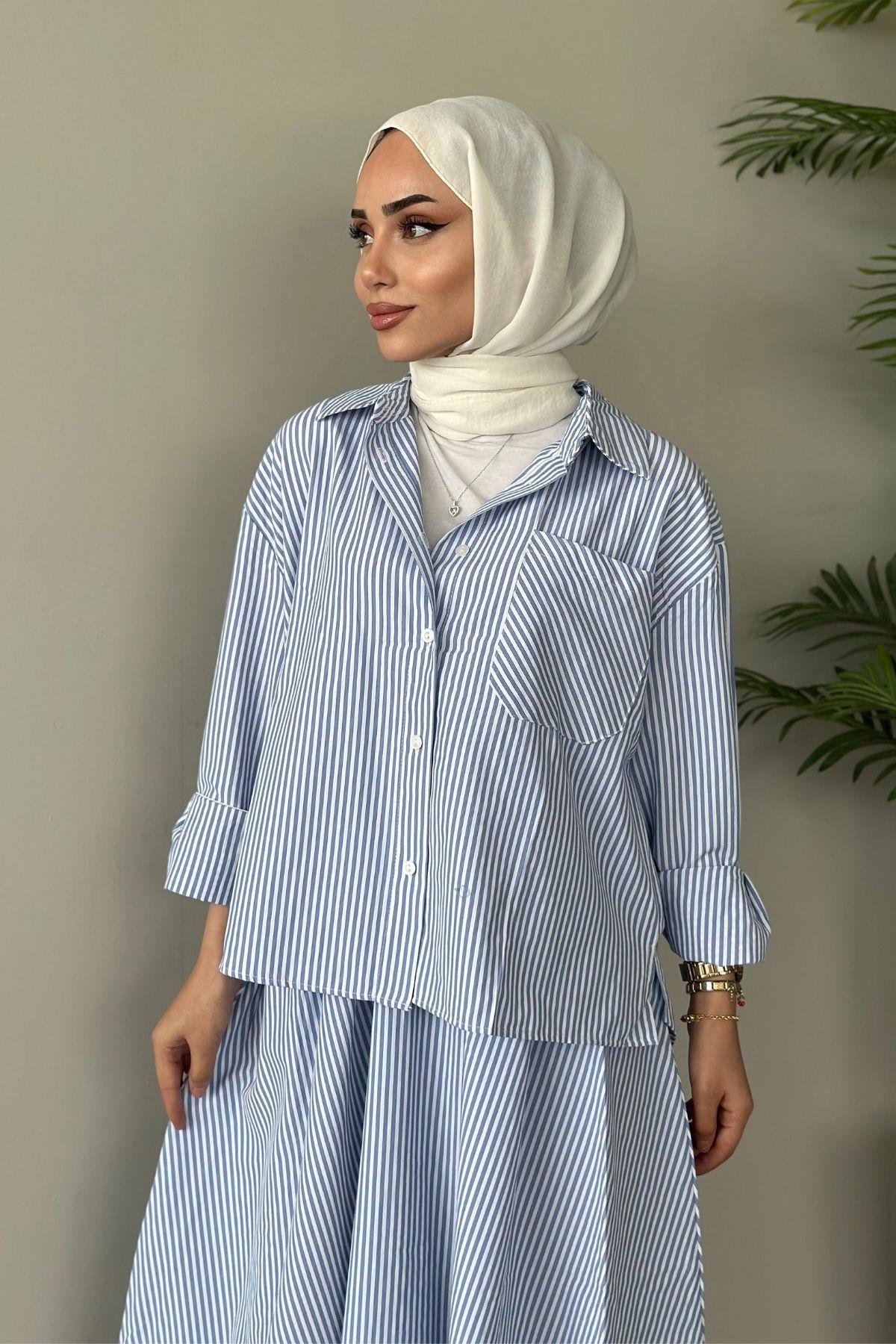 Hops Çizgili Etekli Takım Mavi, Fiyatları 