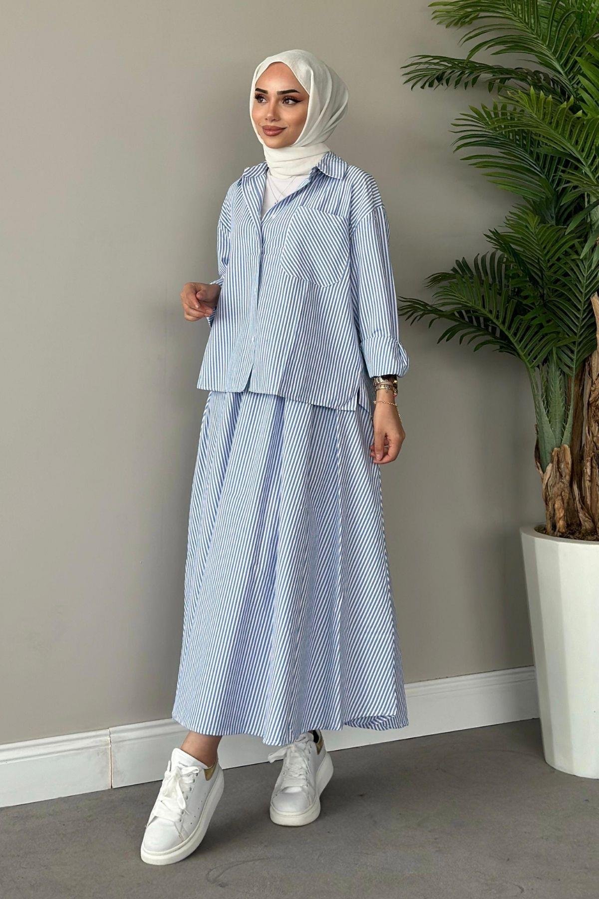 Hops Çizgili Etekli Takım Mavi, Fiyatları 