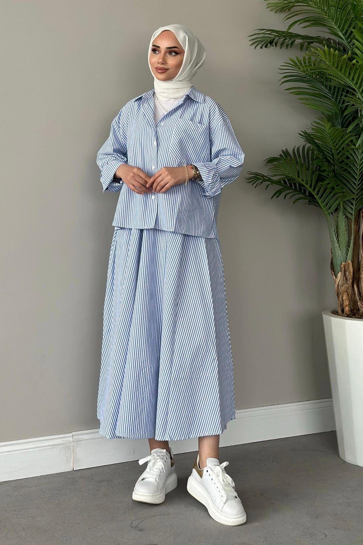 Hops Çizgili Etekli Takım Mavi, Fiyatları 