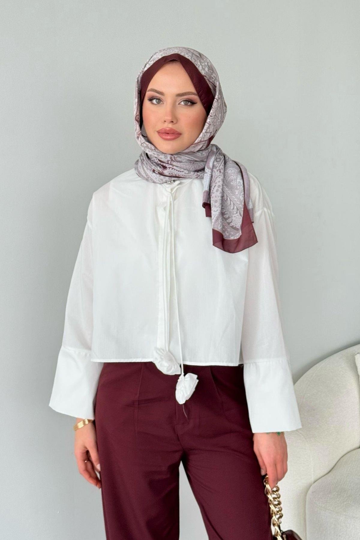 Huda Crop Gömlek Beyaz, Fiyatları 