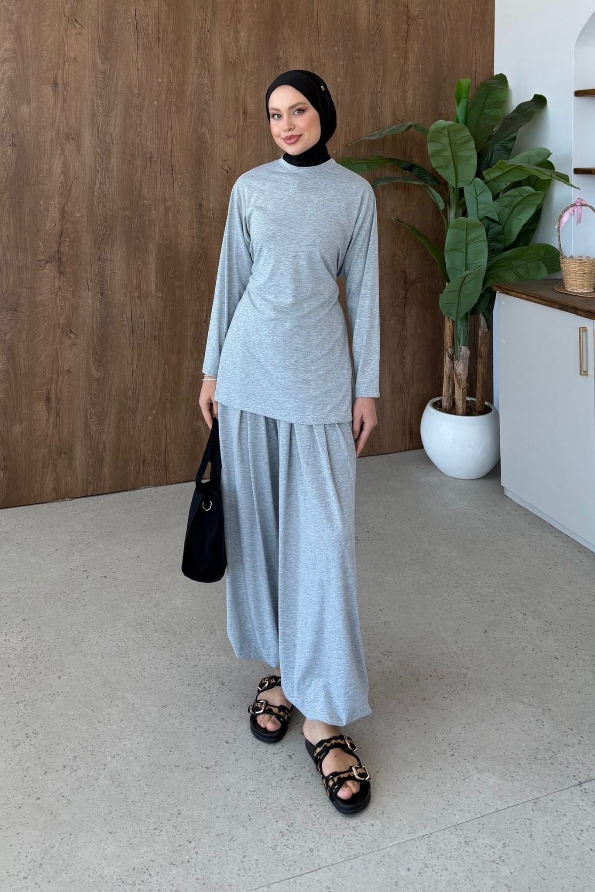 Hünkar Büzgülü Penye Takım Gri, Fiyatları Hünkar Büzgülü Penye Takım Gri| Haza Moda