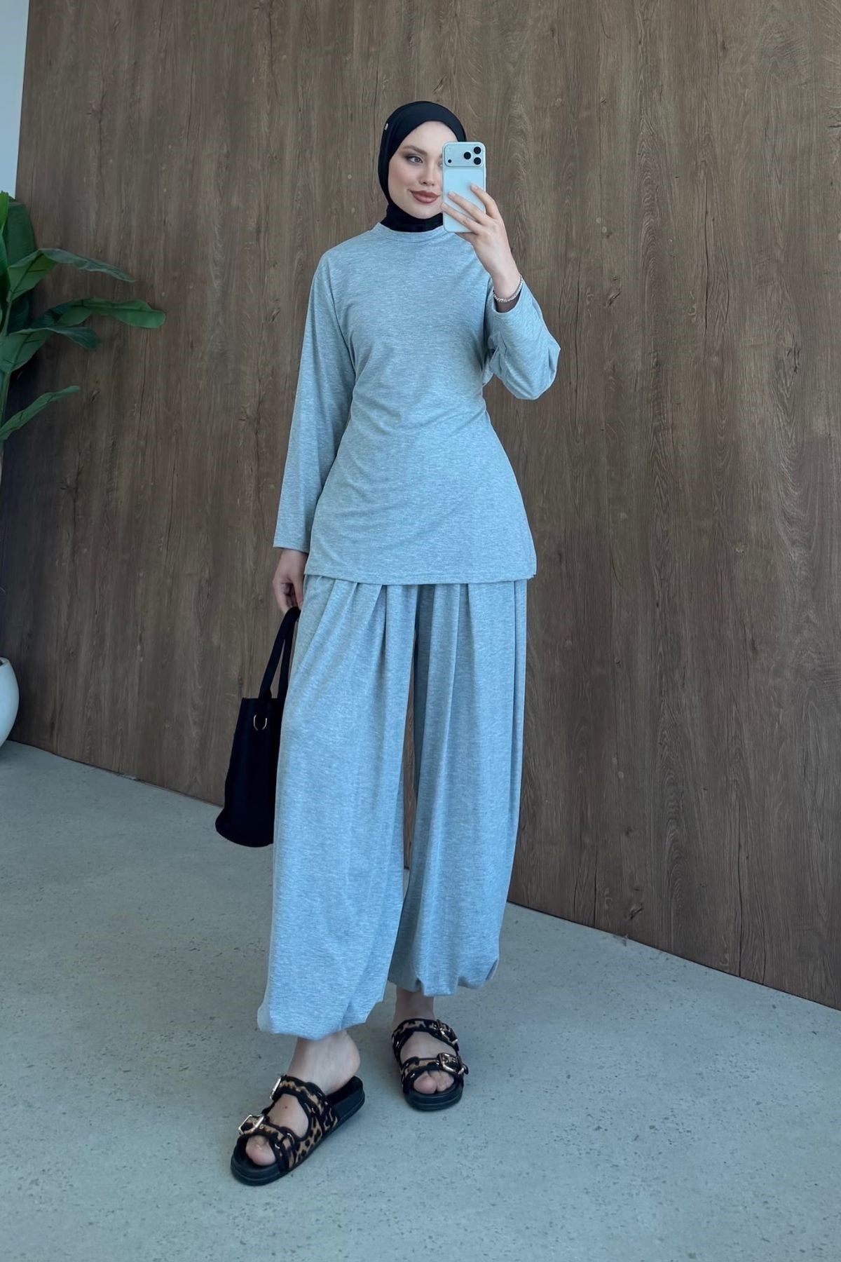 Hünkar Büzgülü Penye Takım Gri, Fiyatları Hünkar Büzgülü Penye Takım Gri| Haza Moda