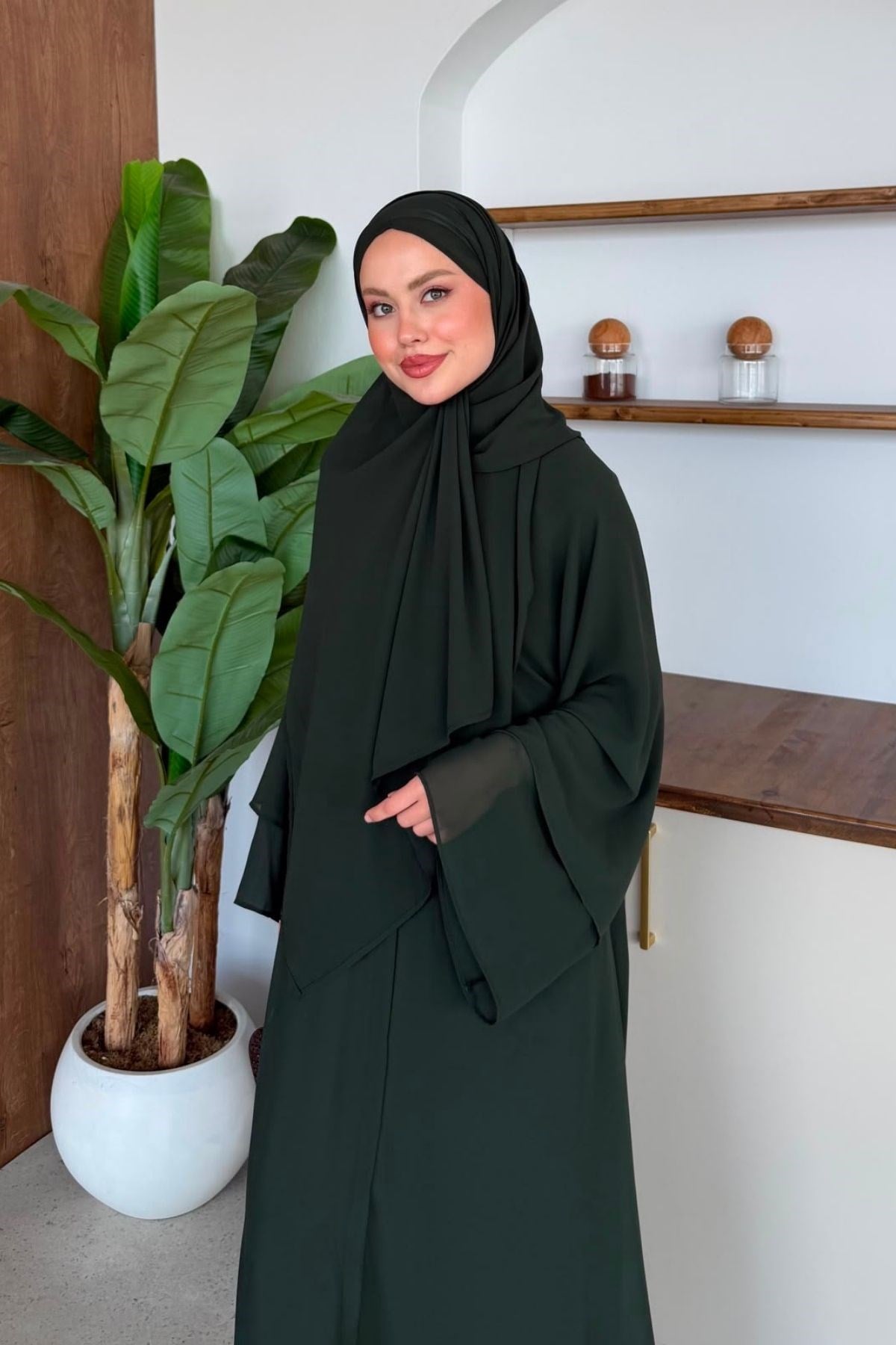 Hürrem Şallı Abaya Zümrüt, Fiyatları Hürrem Şallı Abaya Zümrüt| Haza Moda
