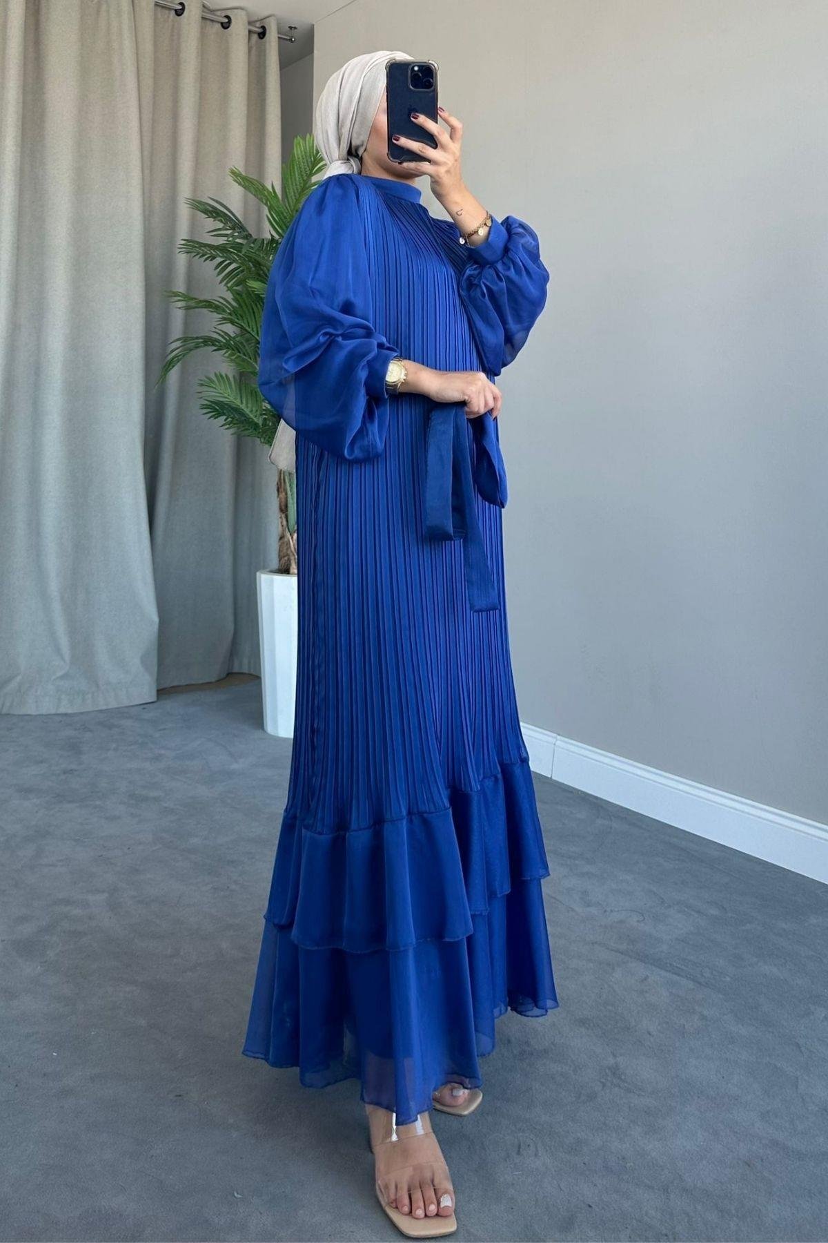 İki Katlı Piliseli Elbise Saks, Fiyatları 