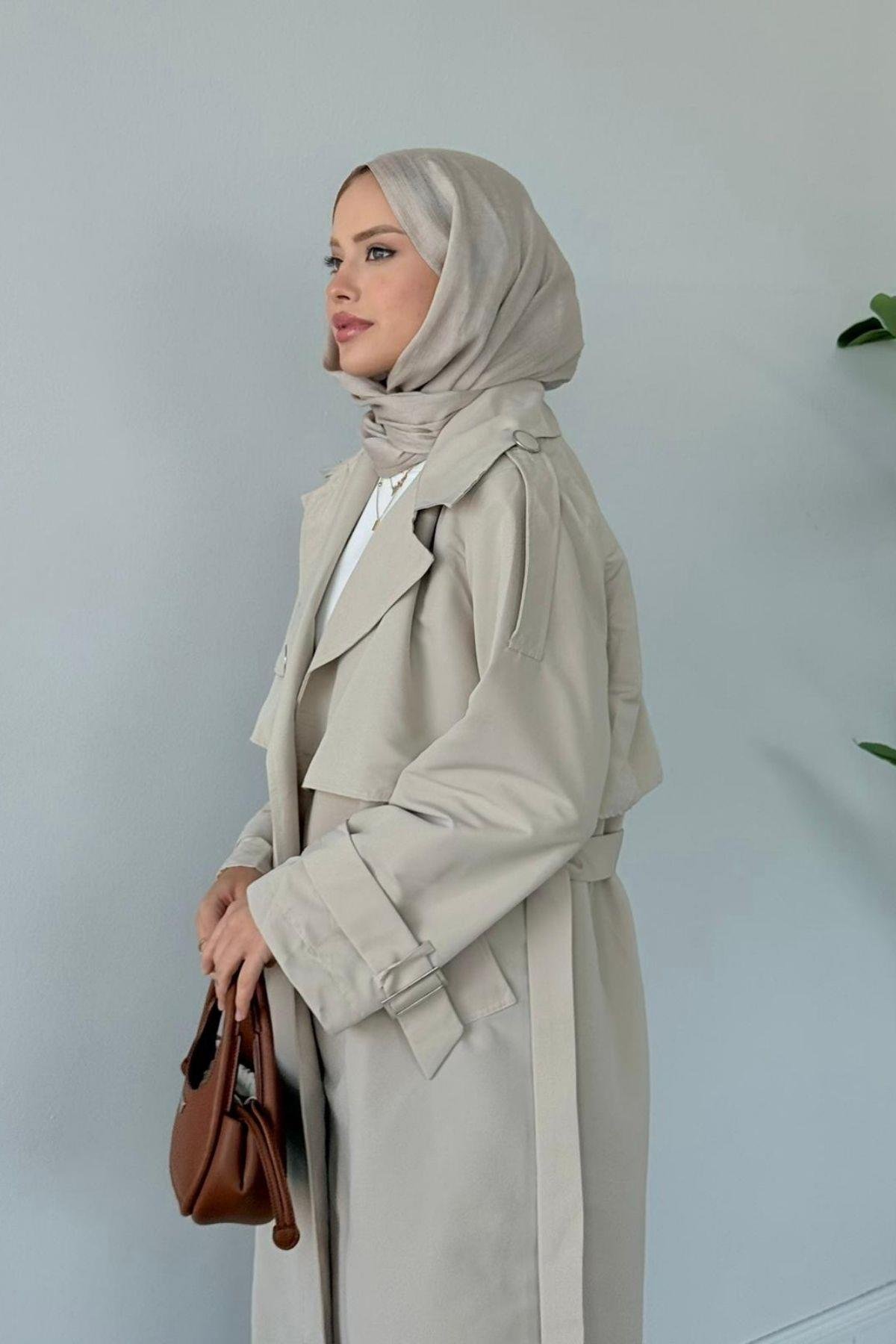 İkra Rüzgarlı Trençkot Bej, Fiyatları İkra Rüzgarlı Trençkot Bej- Haza Moda 