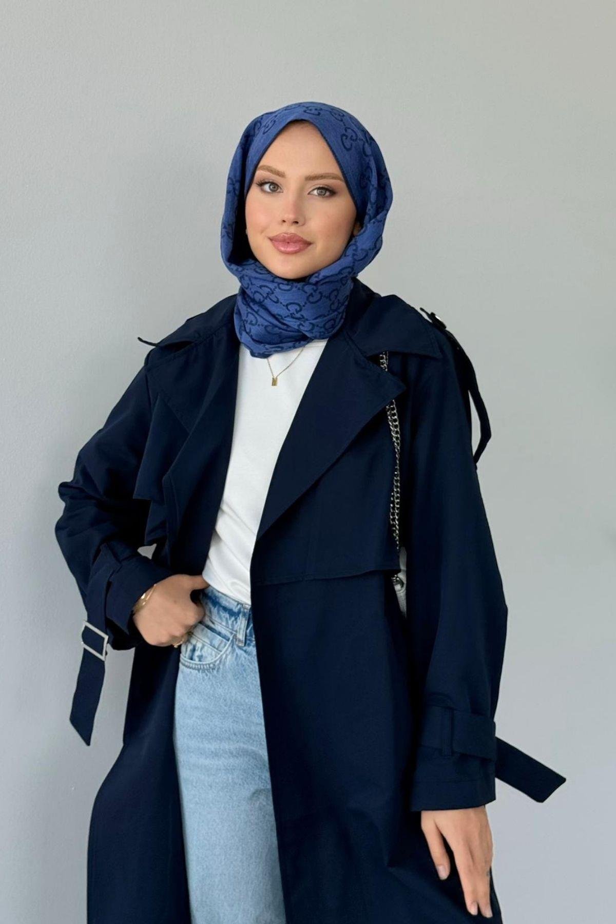 İkra Rüzgarlı Trençkot Lacivert, Fiyatları İkra Rüzgarlı Trençkot Lacivert- Haza Moda 