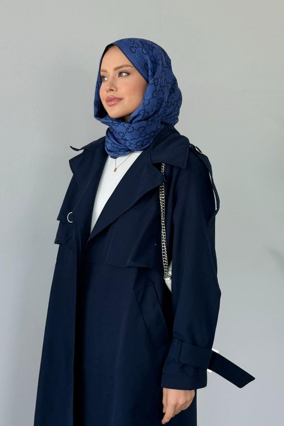 İkra Rüzgarlı Trençkot Lacivert, Fiyatları İkra Rüzgarlı Trençkot Lacivert- Haza Moda 