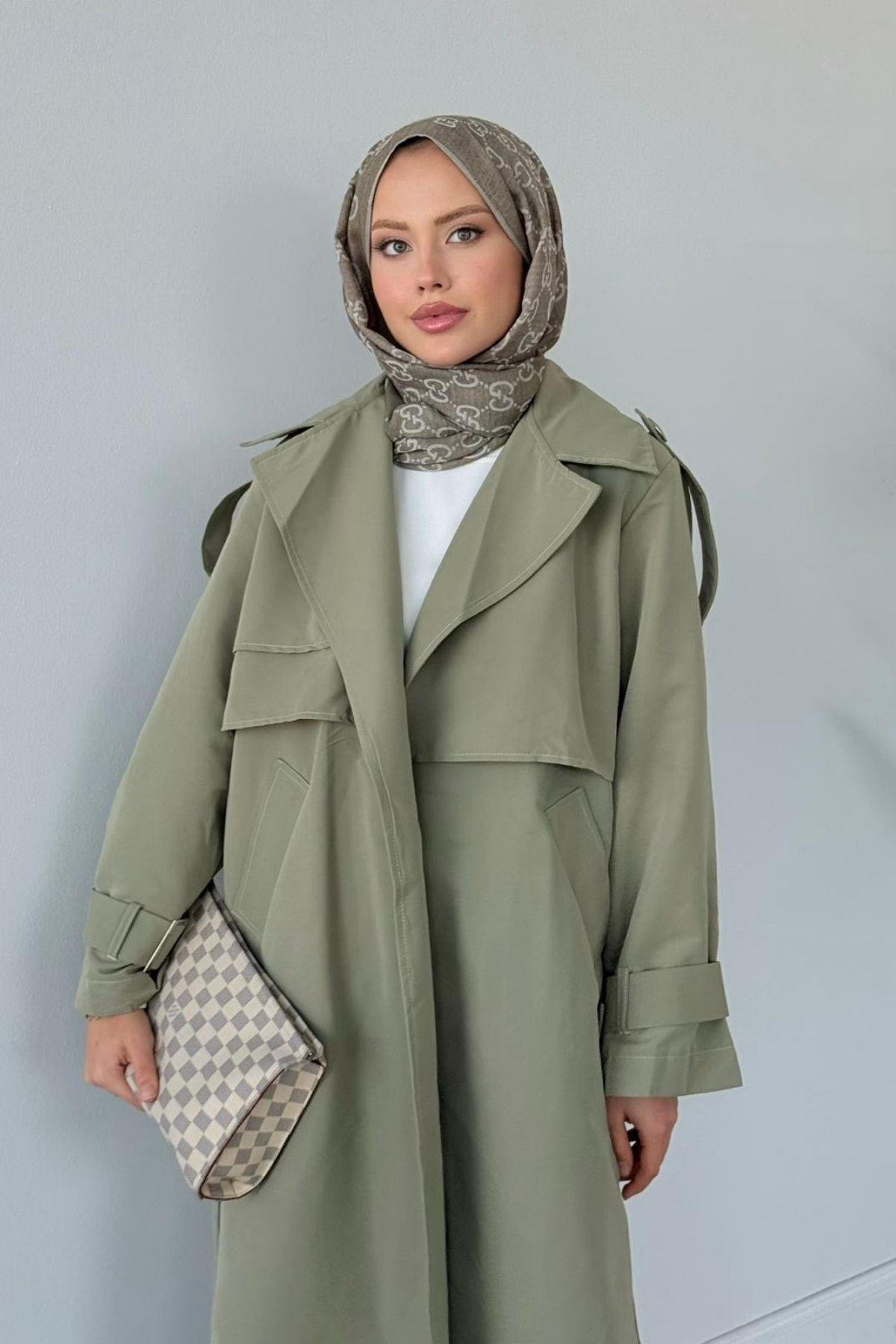 İkra Rüzgarlı Trençkot Mint, Fiyatları İkra Rüzgarlı Trençkot Mint- Haza Moda 