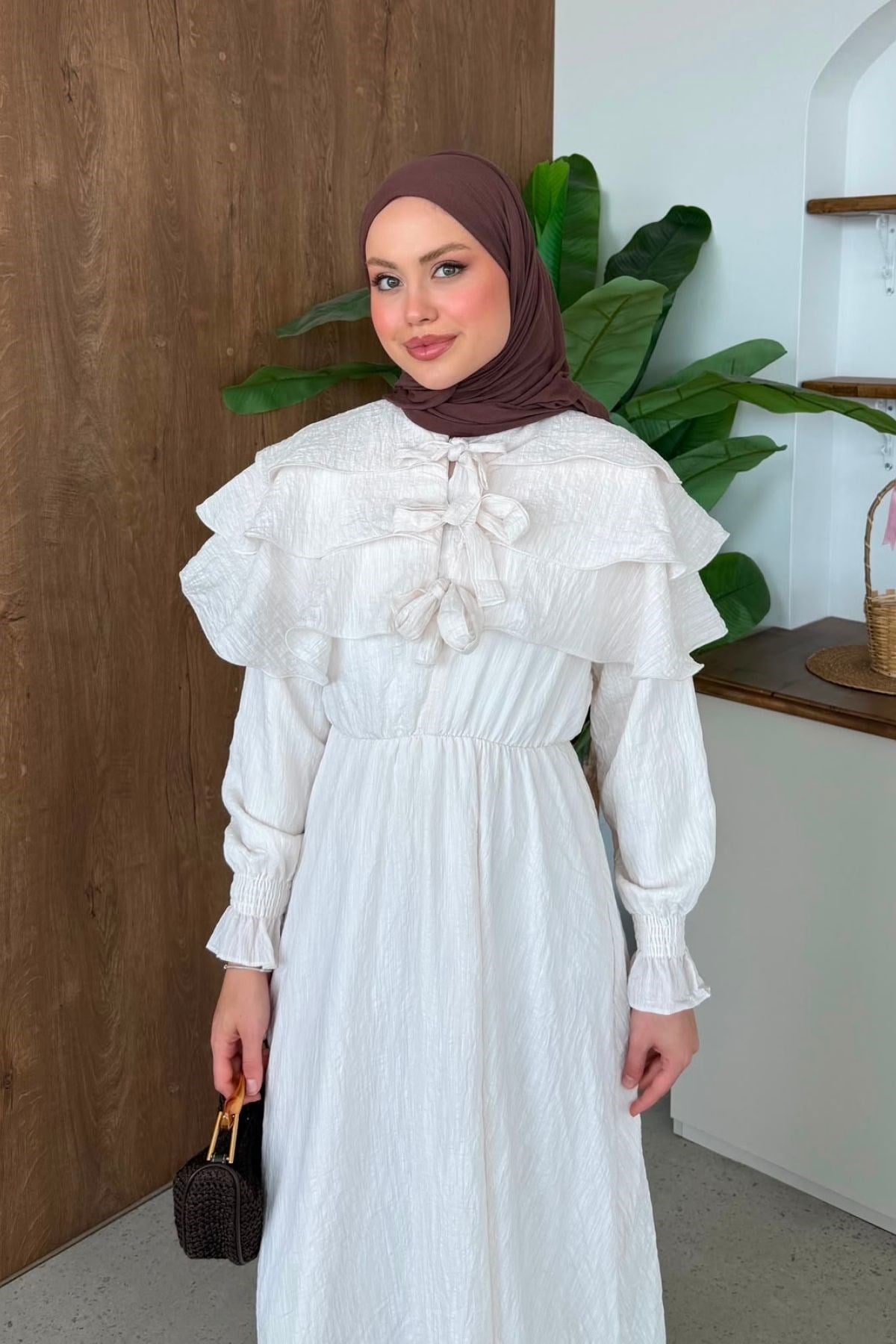 İlay Pelerinli Elbise Bej, Fiyatları İlay Pelerinli Elbise Bej| Haza Moda