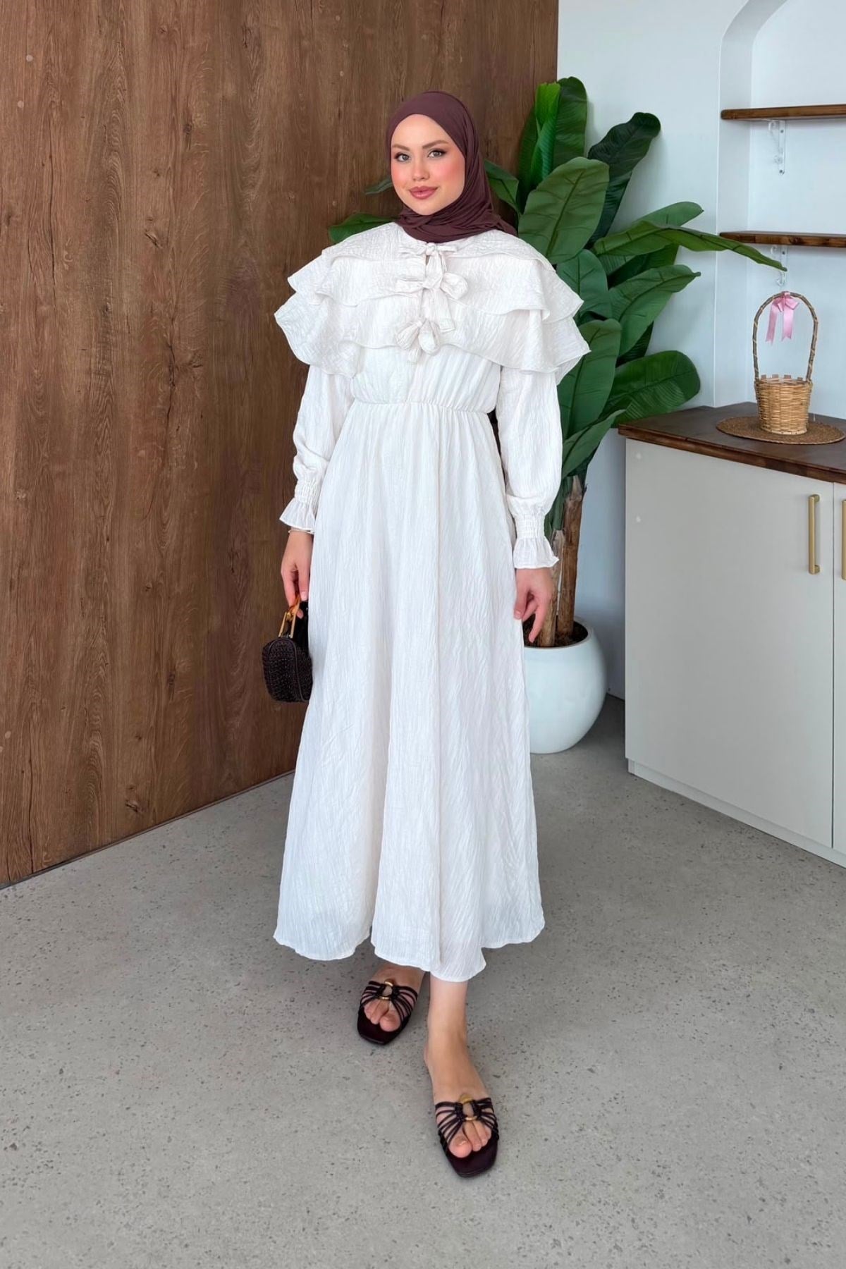 İlay Pelerinli Elbise Bej, Fiyatları İlay Pelerinli Elbise Bej| Haza Moda