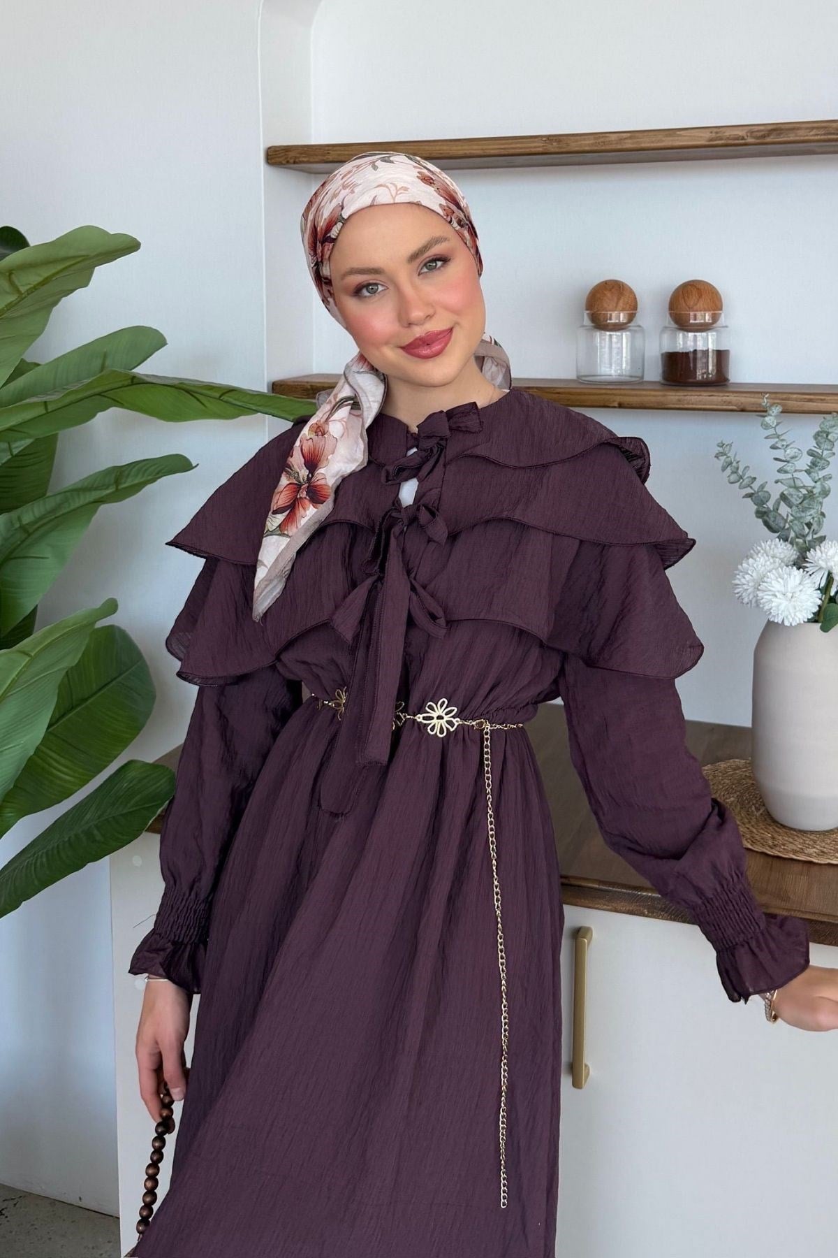 İlay Pelerinli Elbise Mürdüm, Fiyatları 