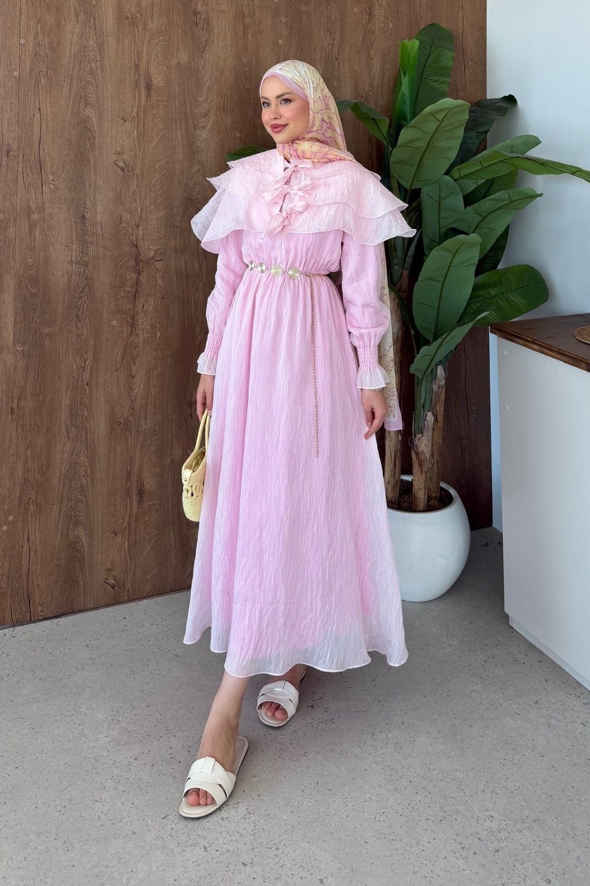 İlay Pelerinli Elbise Pembe, Fiyatları 