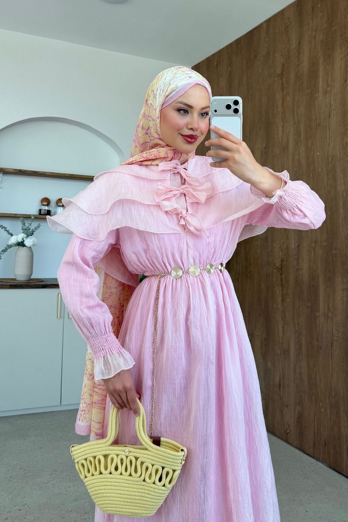 İlay Pelerinli Elbise Pembe, Fiyatları 