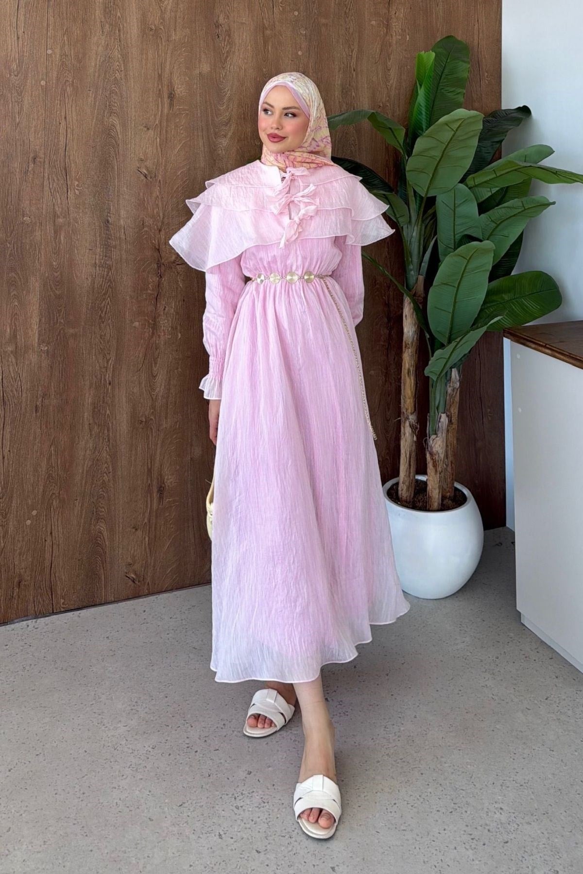 İlay Pelerinli Elbise Pembe, Fiyatları 