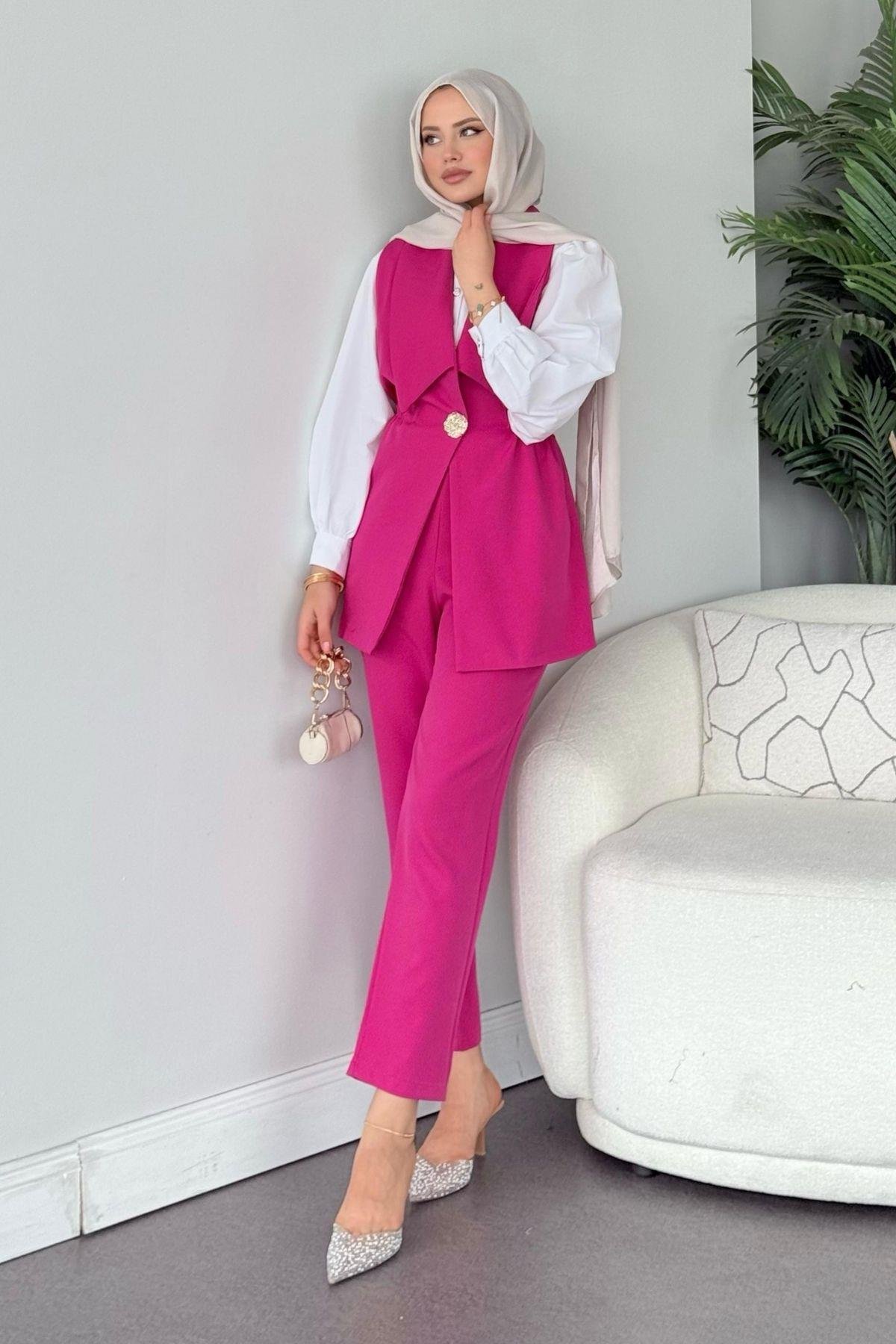 İlay Takım Saks Fuşya, Fiyatları İlay Takım Fuşya - Haza Moda 
