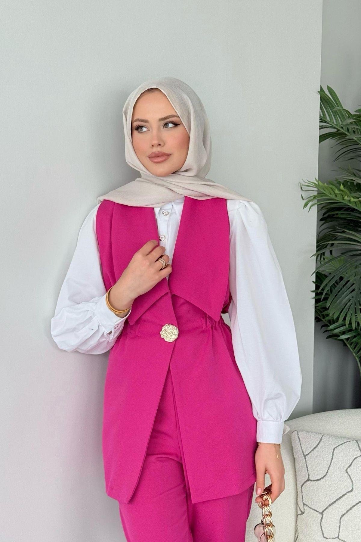 İlay Takım Saks Fuşya, Fiyatları İlay Takım Fuşya - Haza Moda 