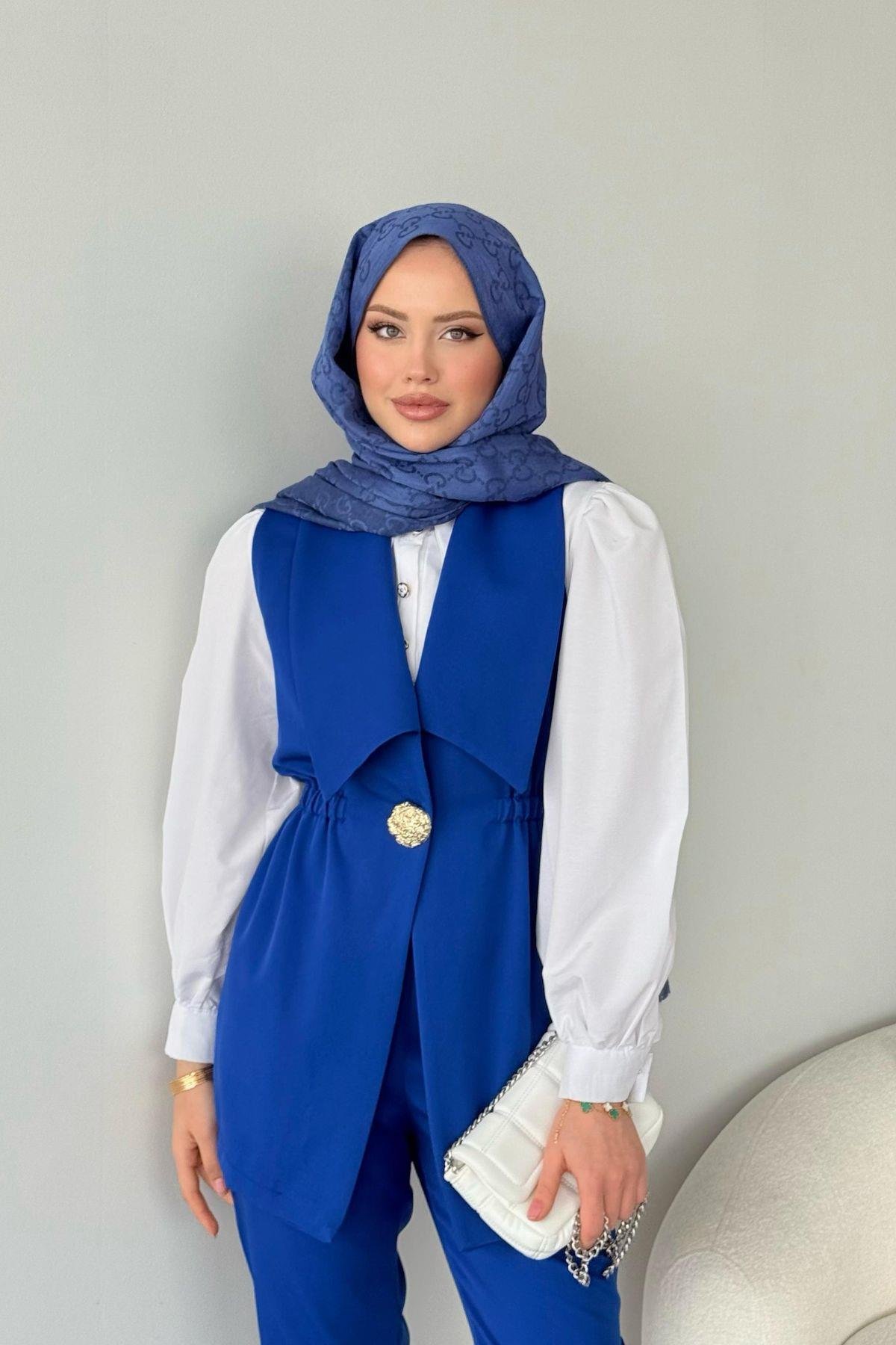 İlay Takım Saks Mavi, Fiyatları İlay Takım Saks Mavi- Haza Moda 