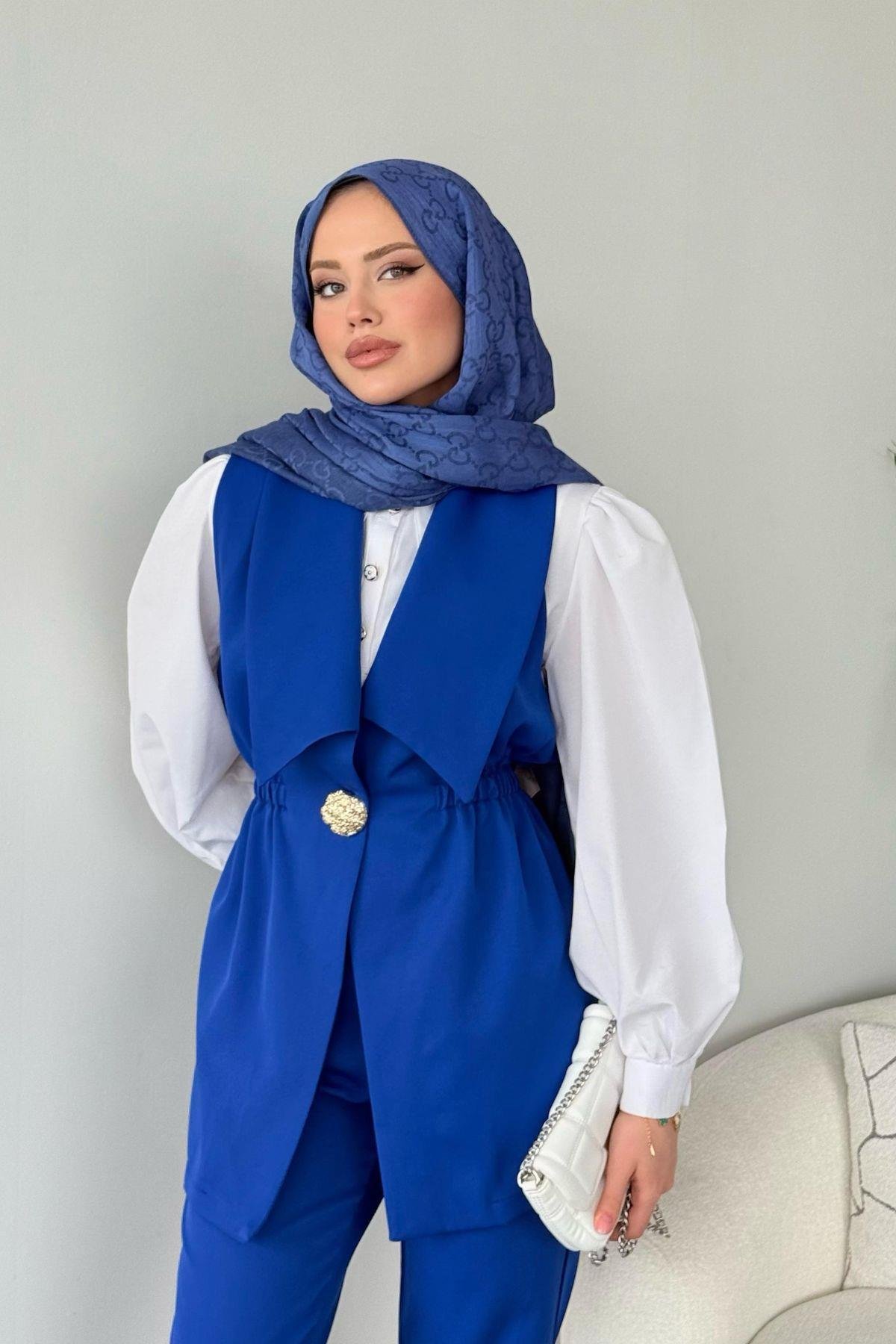 İlay Takım Saks Mavi, Fiyatları İlay Takım Saks Mavi- Haza Moda 