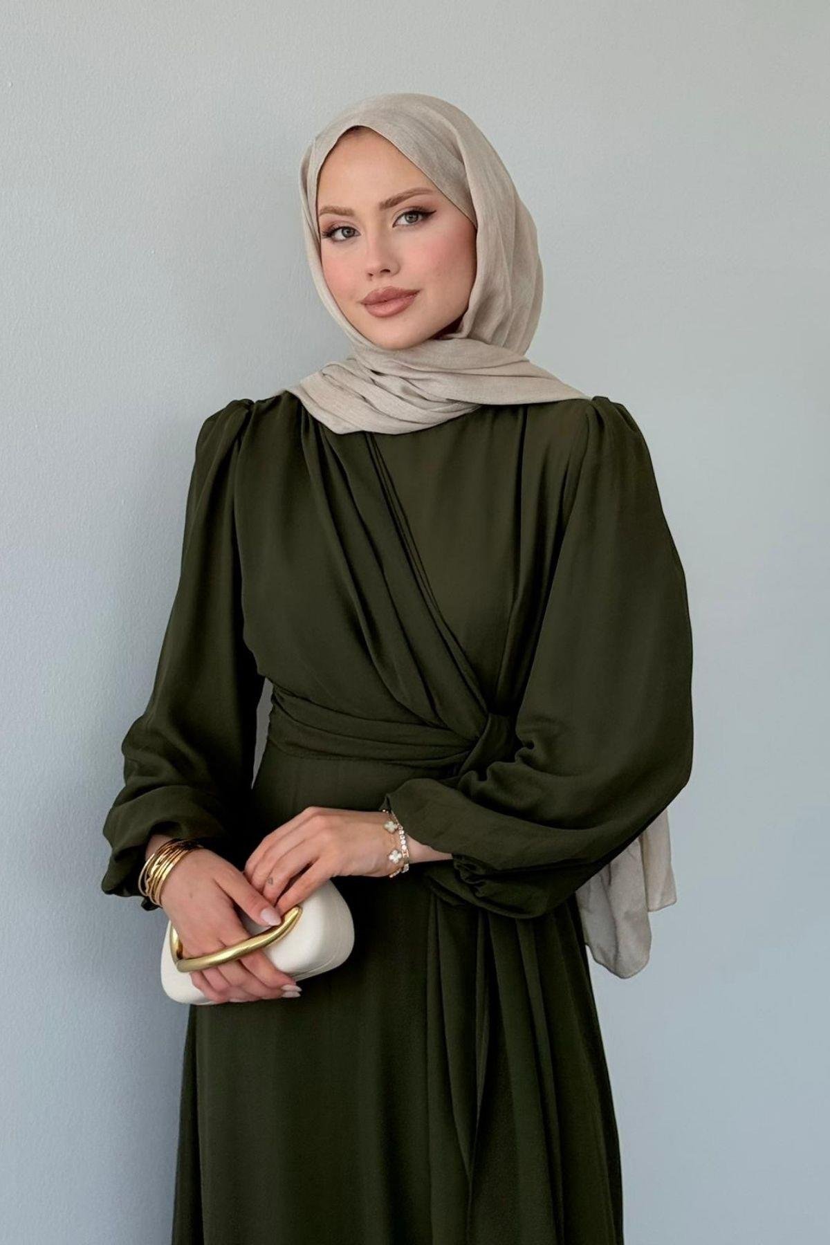 İlayda Şifon Elbise Haki, Fiyatları İlayda Şifon Elbise Haki- Haza Moda