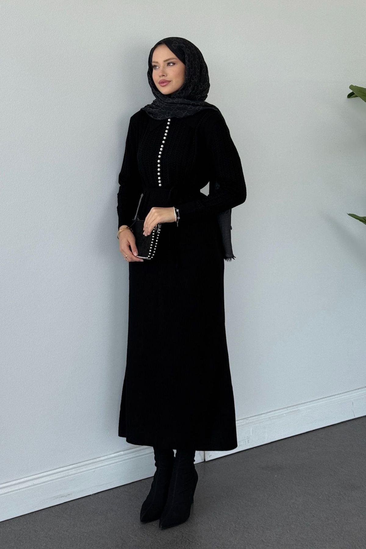 İlknur Örgü Desen Elbise Siyah, Fiyatları İlknur Örgü Desen Elbise Siyah- Haza Moda