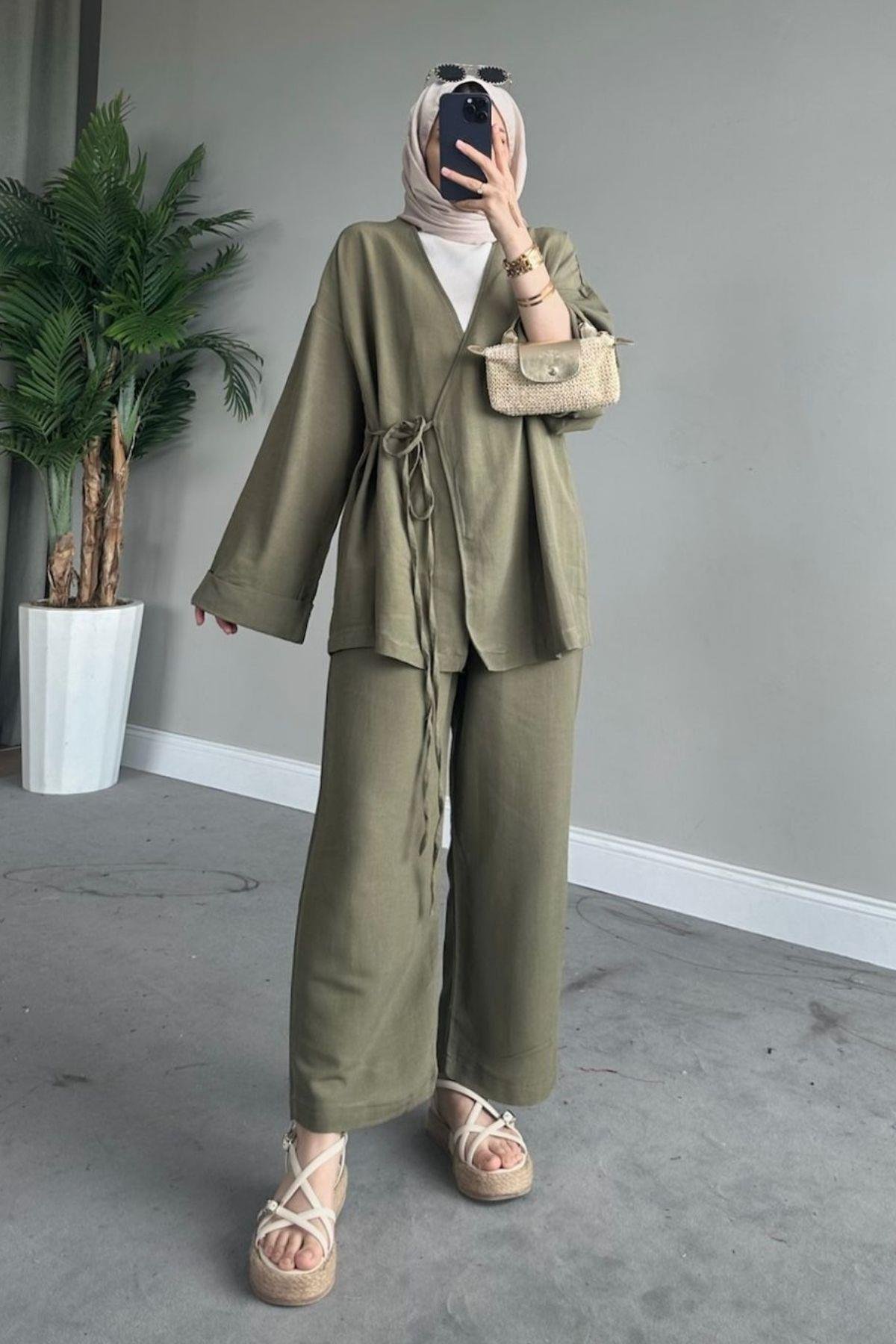 İnce İpli Keten Takım Olive, Fiyatları 