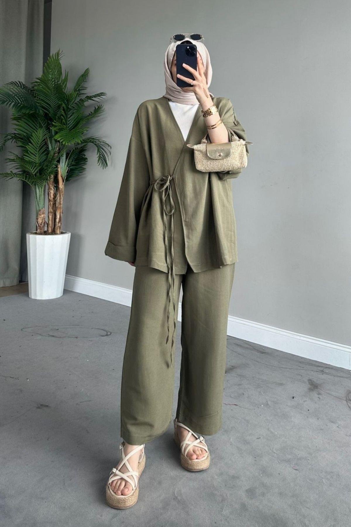 İnce İpli Keten Takım Olive, Fiyatları 