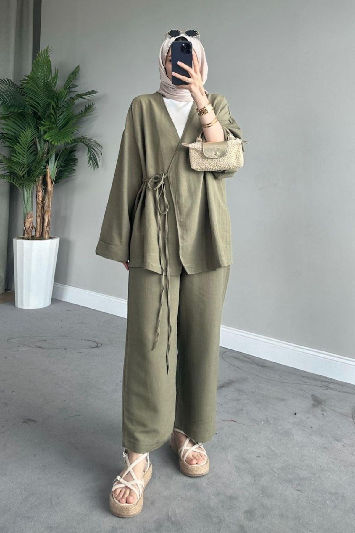 İnce İpli Keten Takım Olive, Fiyatları 