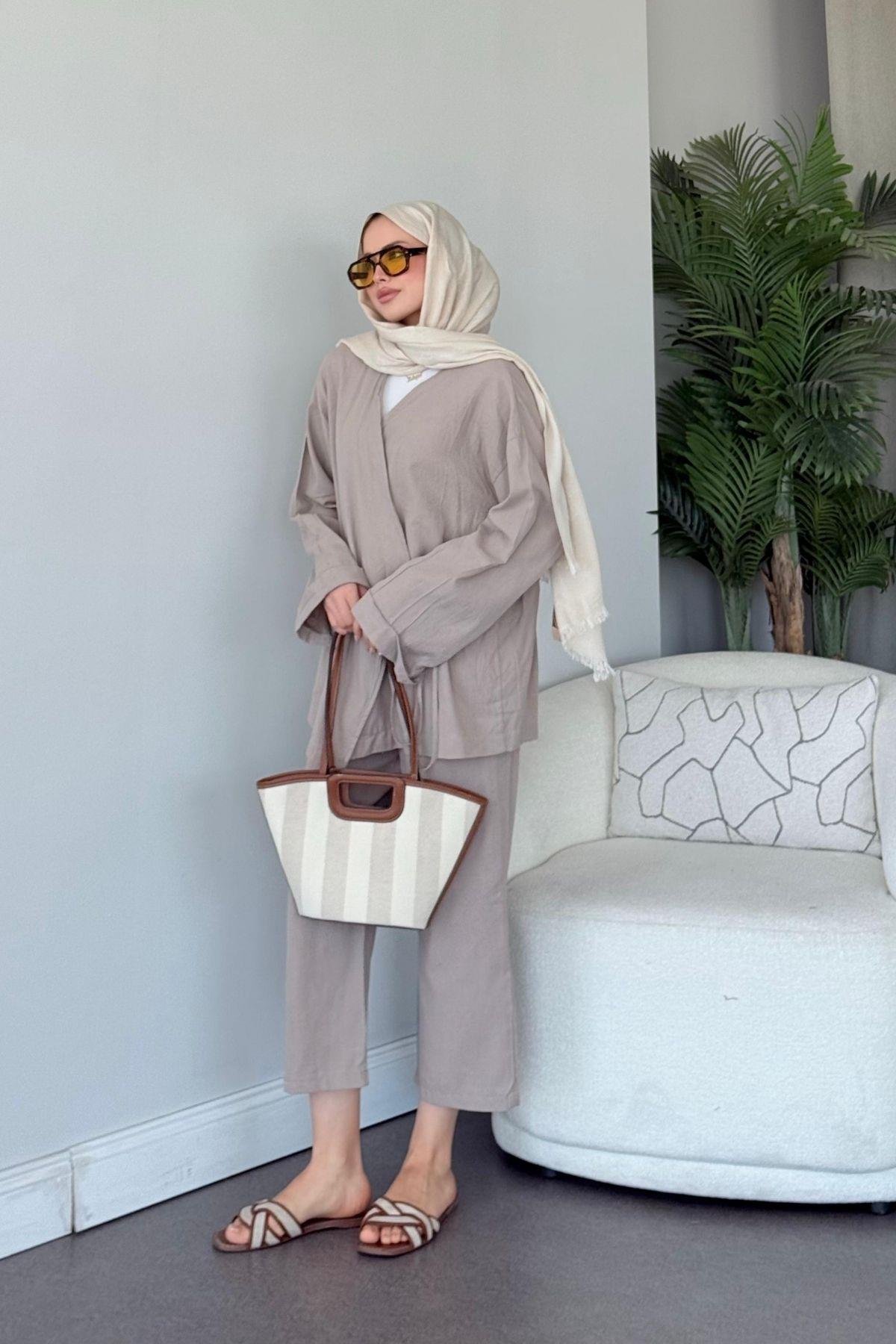 İnce İpli Keten Takım Vizon, Fiyatları İnce İpli Keten Takım Vizon - Haza Moda 