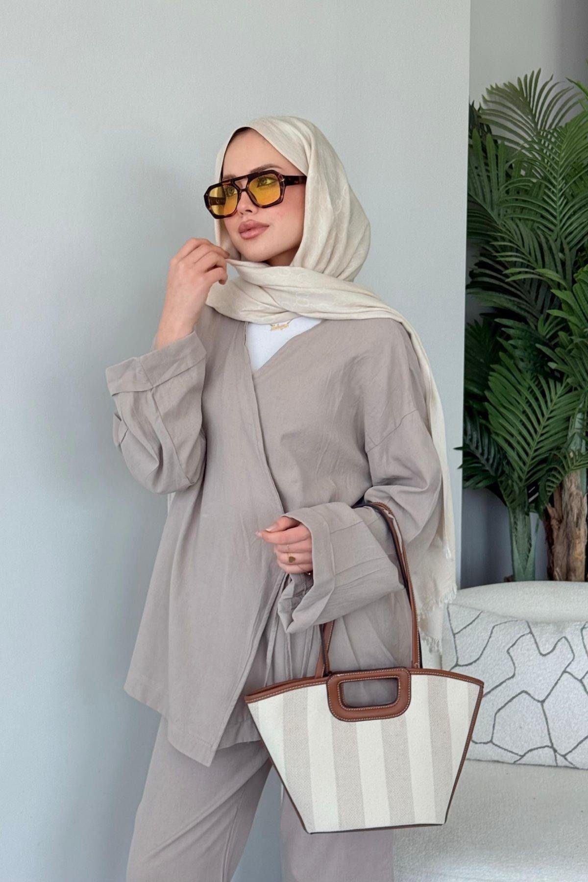İnce İpli Keten Takım Vizon, Fiyatları İnce İpli Keten Takım Vizon - Haza Moda 