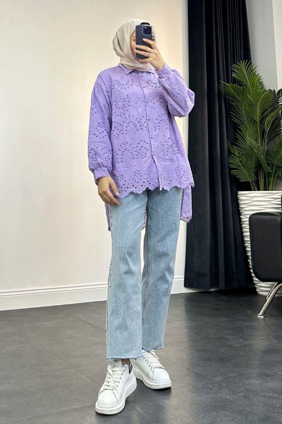 İncili Fisto Gömlek Lila, Fiyatları 