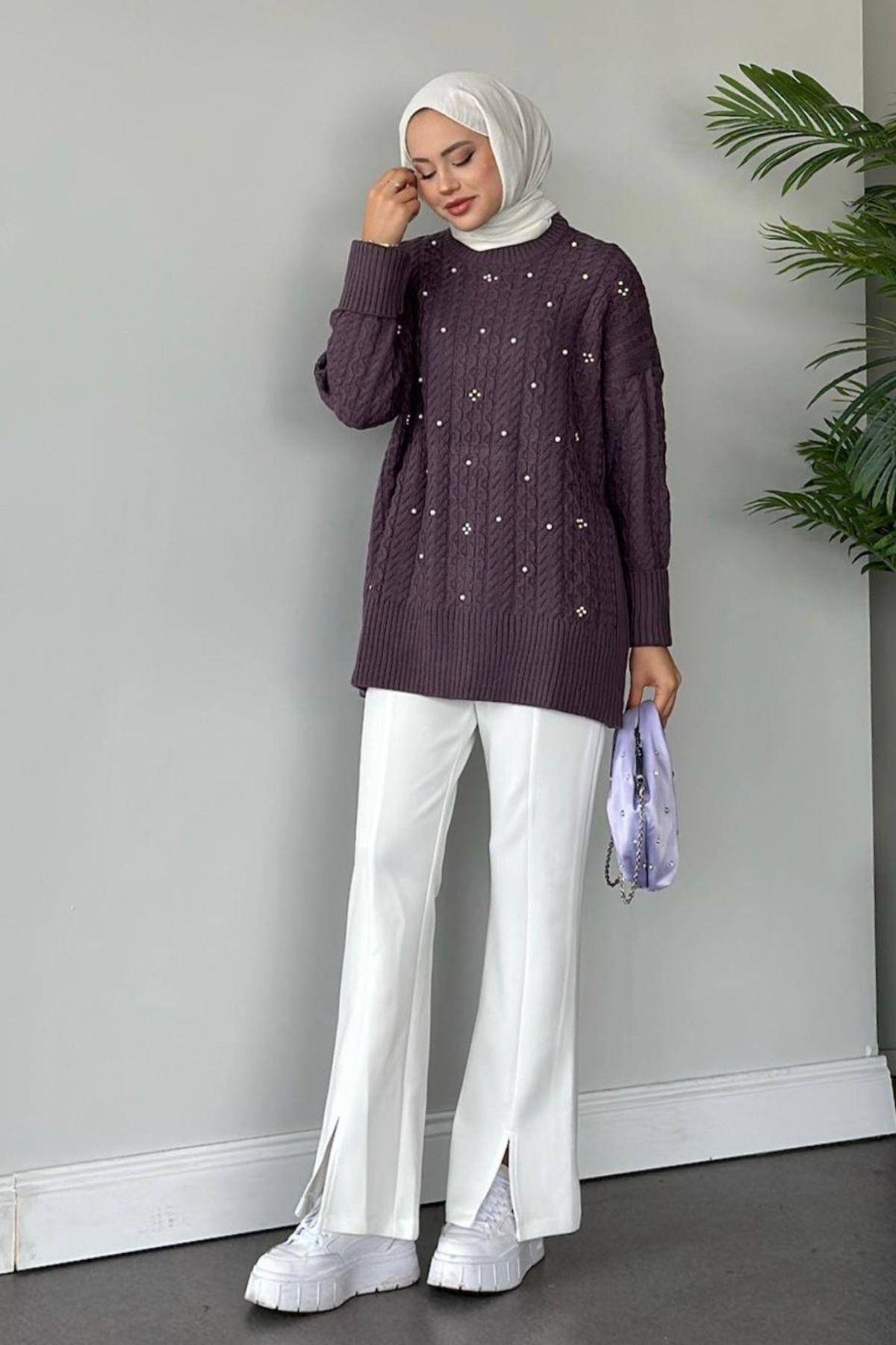 İncili Triko Kazak Mürdüm, Fiyatları 